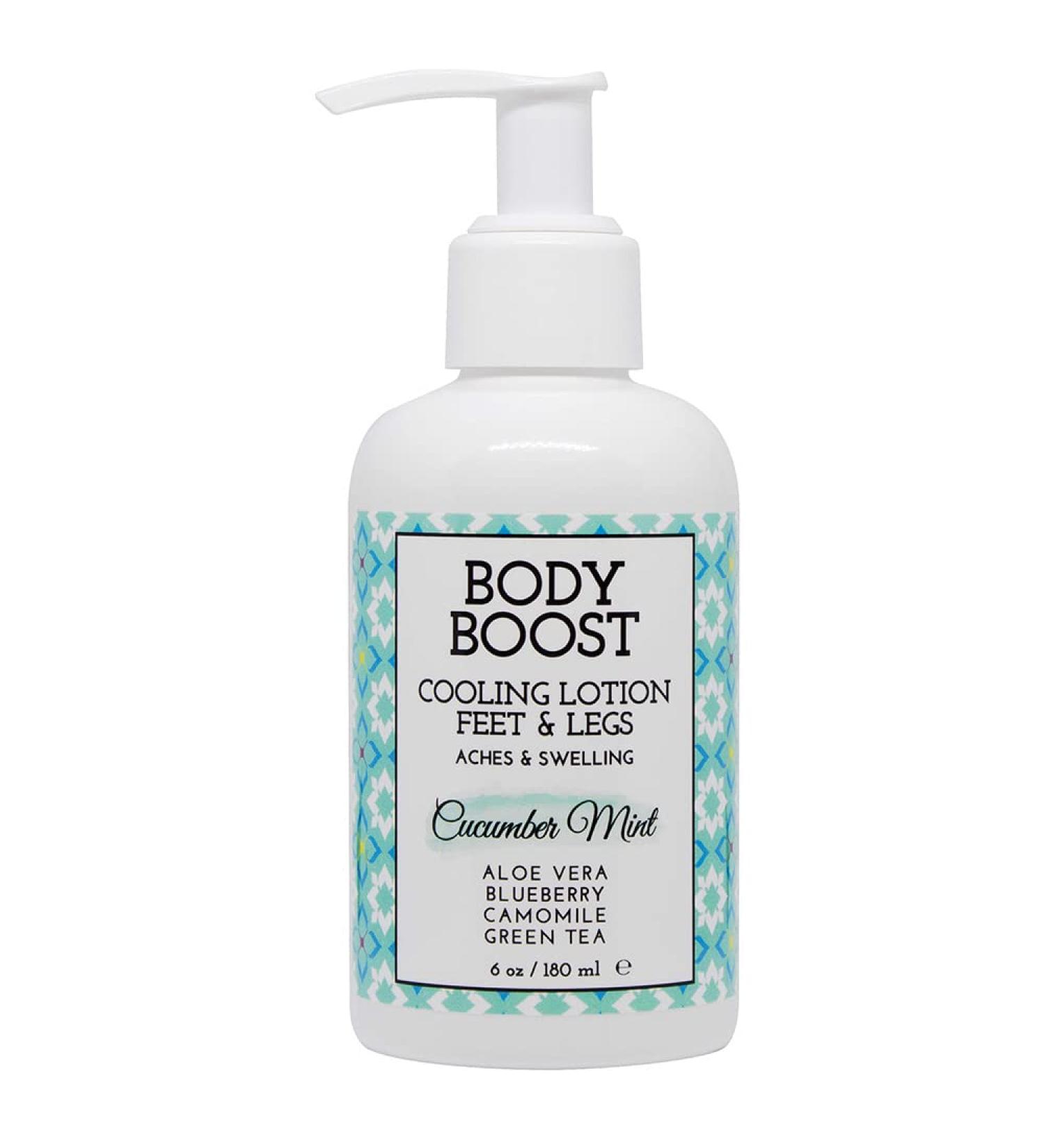 Body Boost Cooling Lotion 6 oz - Pregnancy Safe Muscle Rub - Soothes Aches, Swelling - Cucumber Mint - Hypoallergenic, Vegan - Buy Online on GoSupps.com