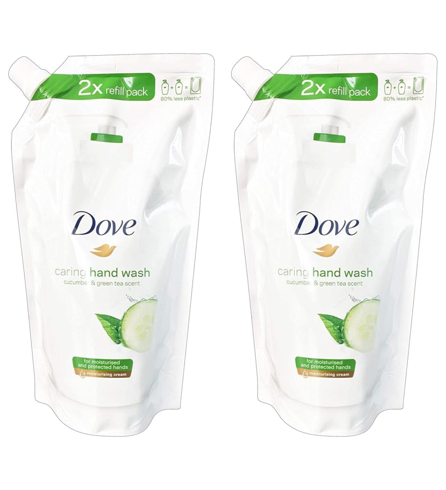 Dove Nourishing Hand Wash Lotion Cucumber & Green Tea - 500ml Refill Pack (2 Pack) | Moisturizing & Hydrating - Buy Online on GoSupps.com
