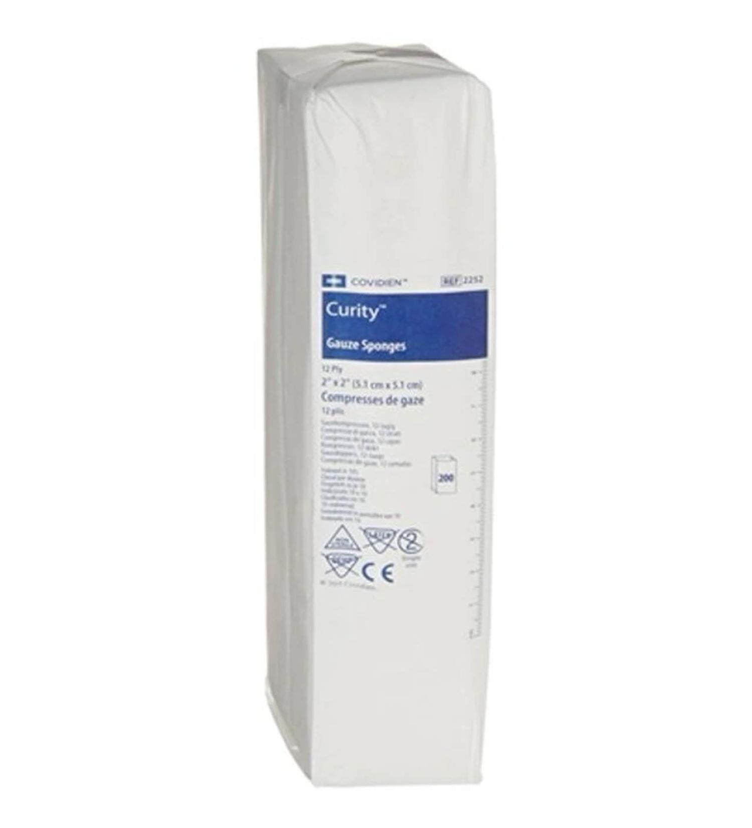 Covidien COV-2252 Curity Gauze Sponges Non-Sterile 12-Ply 2" x 2" Size (Pack of 200)