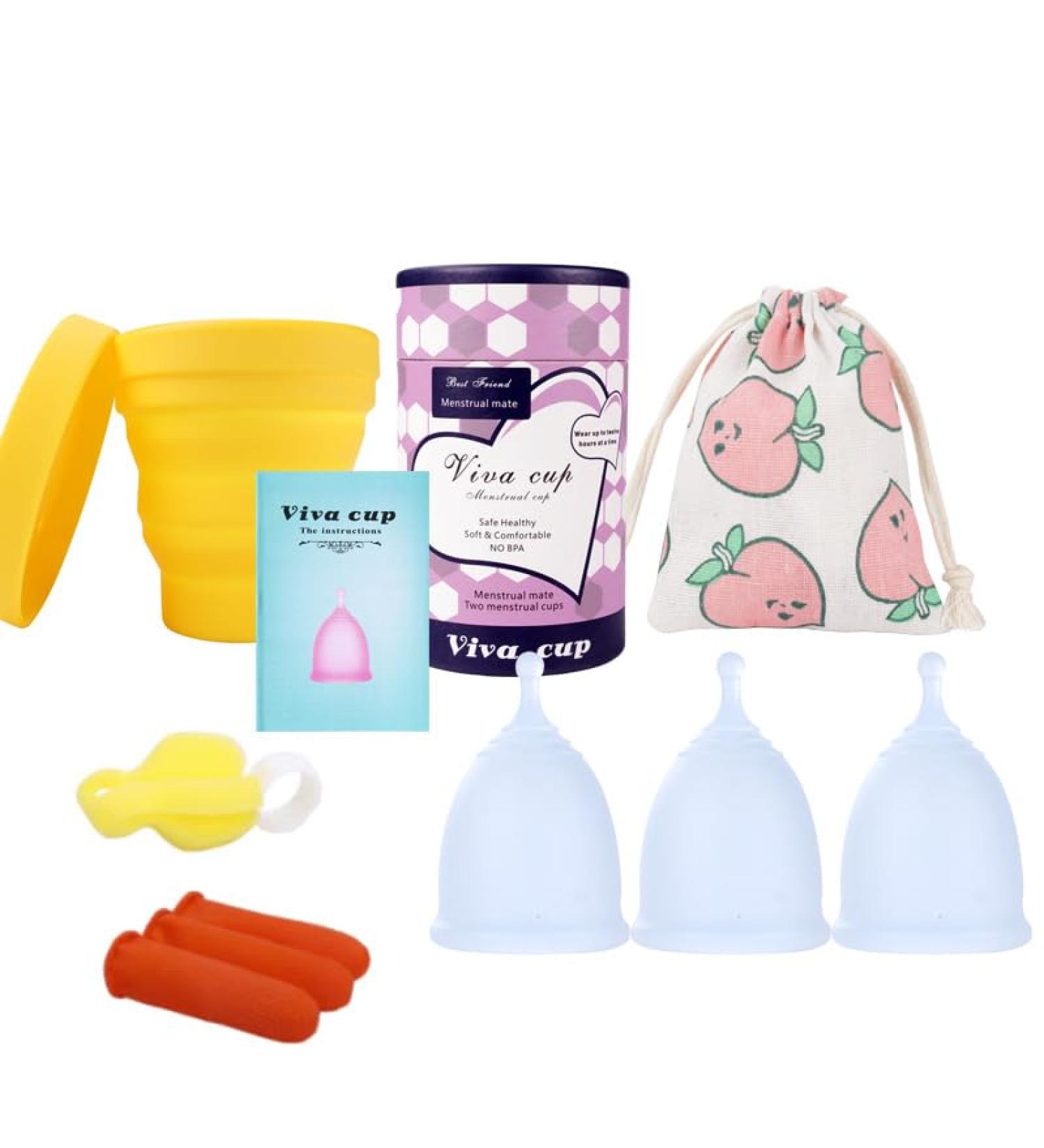 Florauspicious Reusable Menstrual Cup - 3 Pack (Large Transparent) | Eco-Friendly Female Care Solution - Buy Online on GoSupps.com