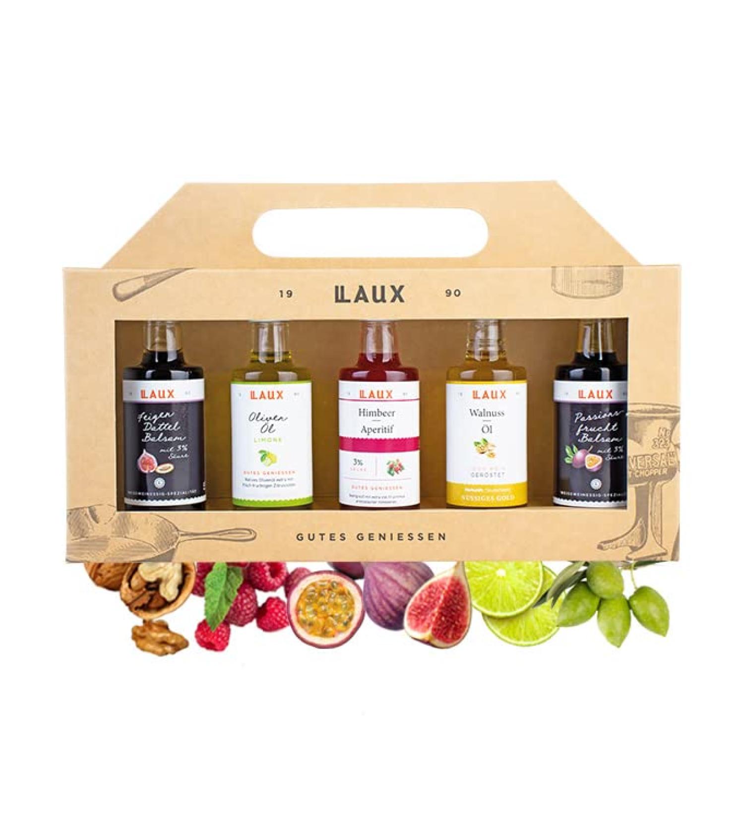 Premium Laux Vinegar & Oil Gift Box - 5 Varieties (Olive Walnut Balm Aperitif) - Perfect for Salads & Hearty Dishes - Gourmet Grill Gift Set (5 x 40ml) - Buy Online on GoSupps.com