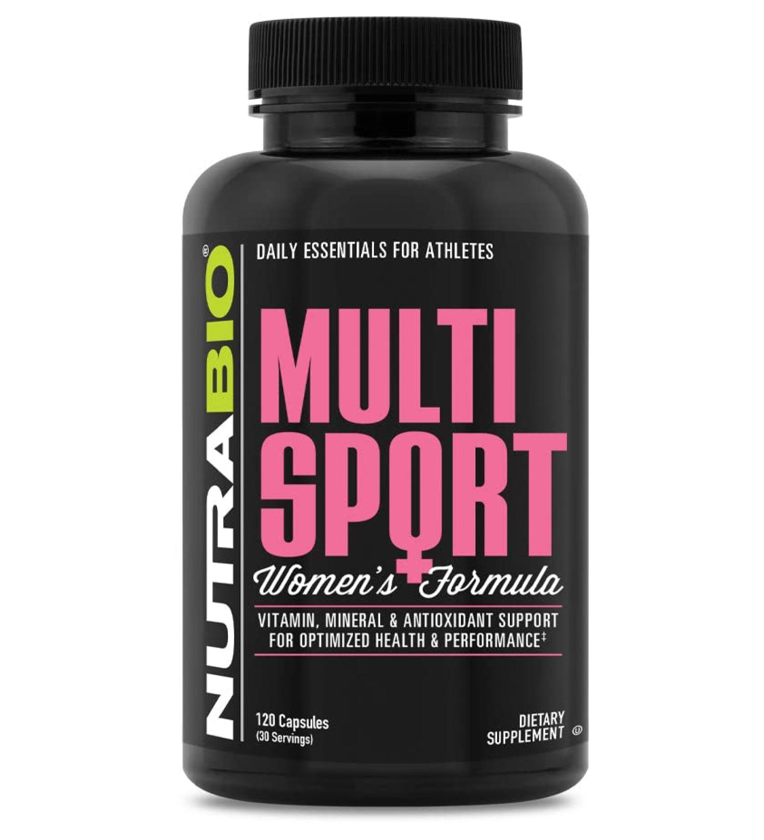 NutraBio Multisport for Women - Women's Multivitamin with Antioxidants - 120 Veg Capsules - Buy Online on GoSupps.com