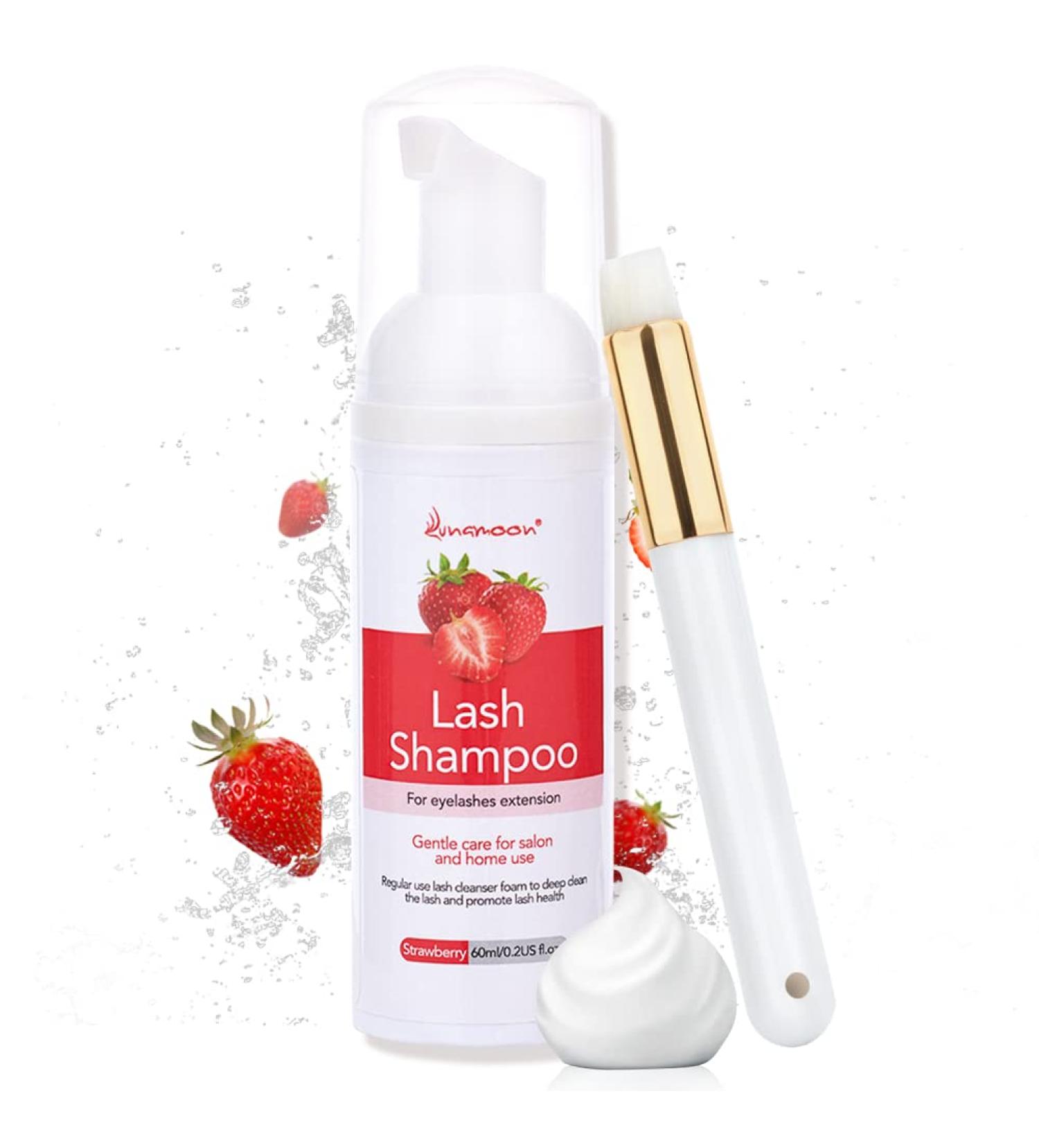Lunamoon Eyelash Shampoo | Gentle Foam Cleanser for Eyelash Extensions | 60ml | Remove Oil & Makeup | Includes Cleaning Brush - Buy Online on GoSupps.com