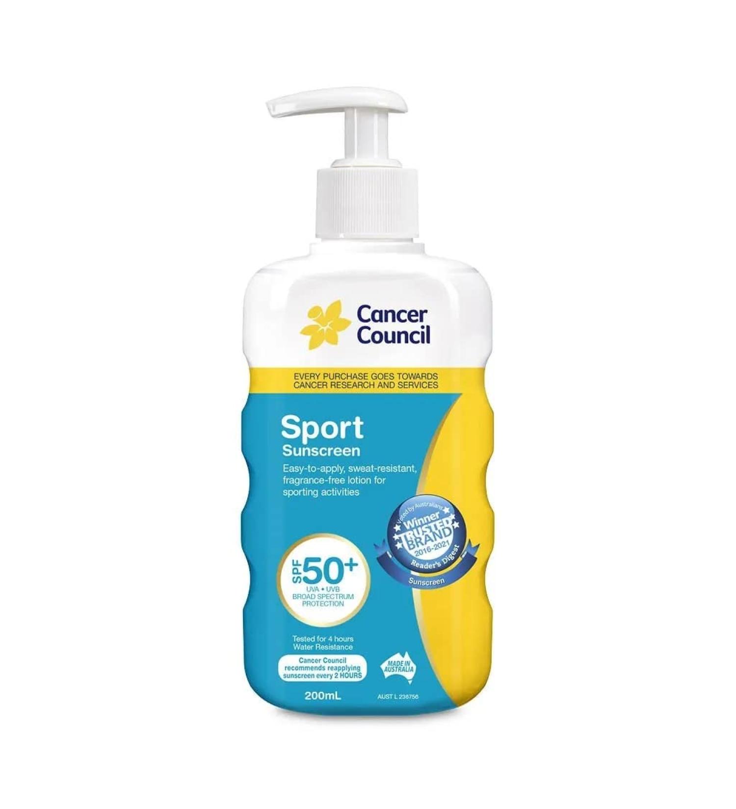 Cancer Council SPF 50+ Sport 200ml Pump