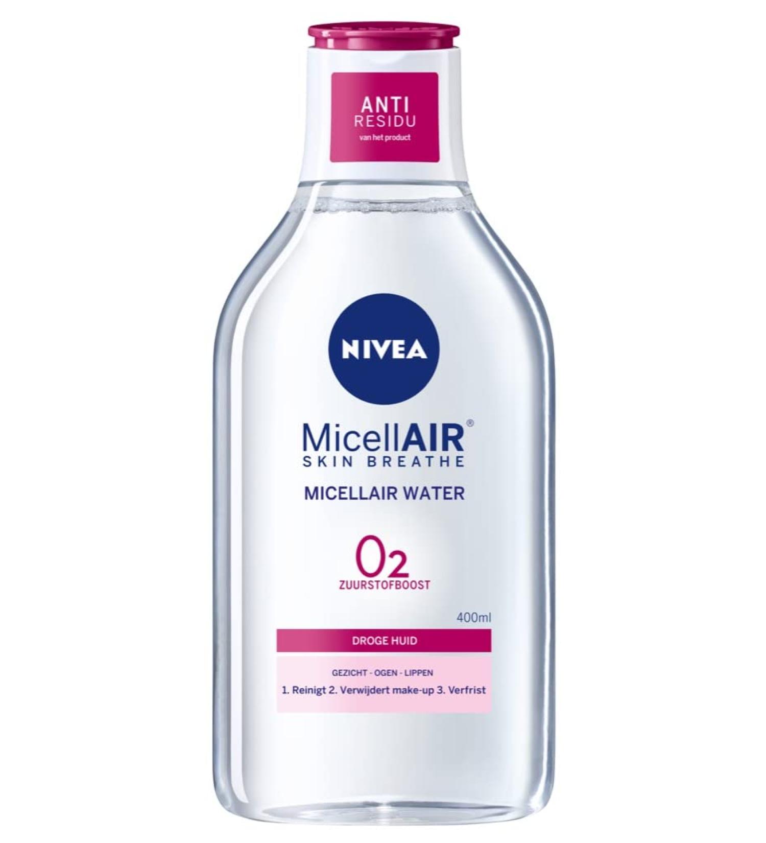 NIVEA Eau Micellaire DOUCEUR Peaux S ches et Sensibles (1 x 400 ml) d maquillant enrichi aux micelles et acides anim s sans parfum nettoyant visage yeux & l vres