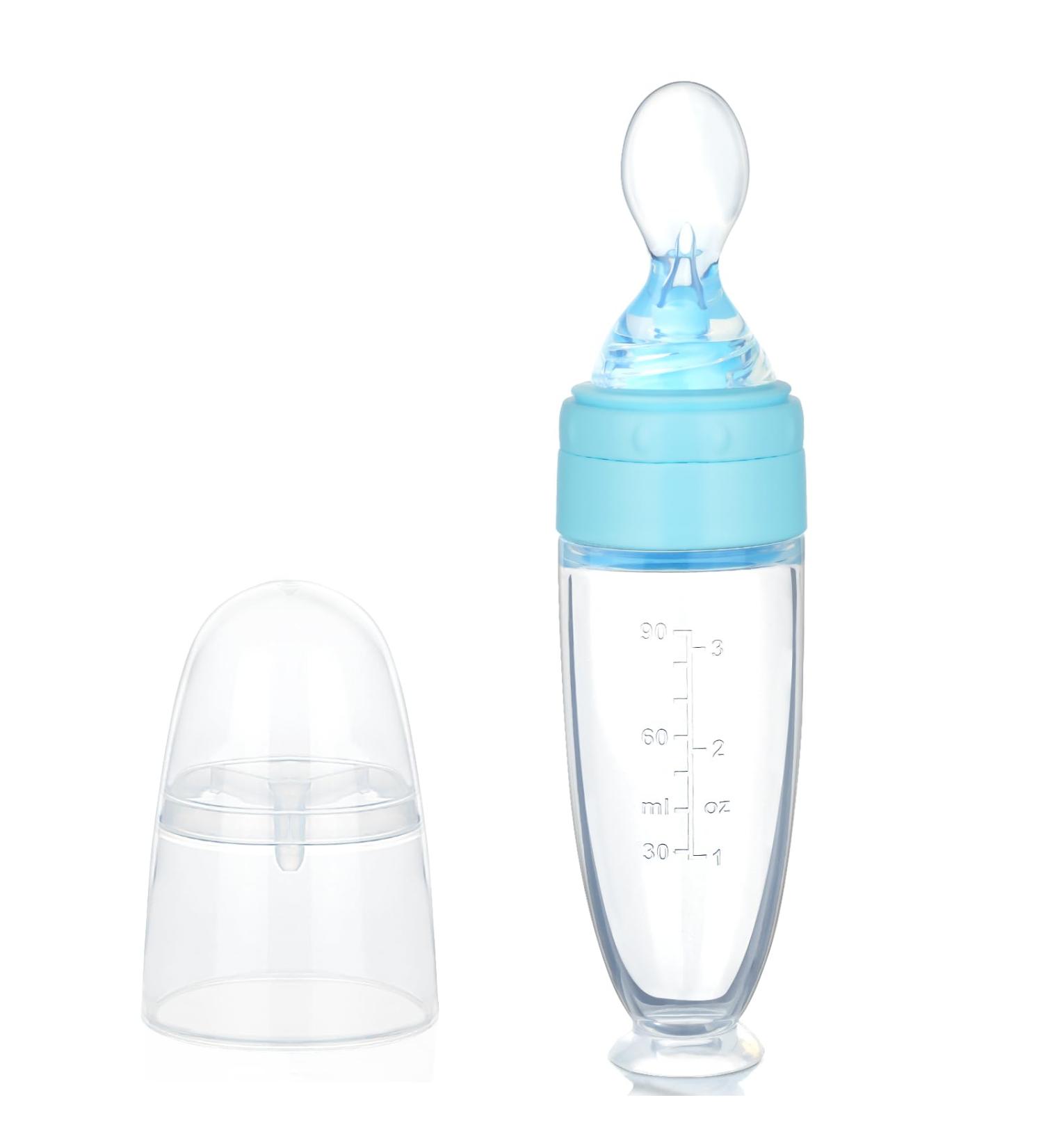 Silicone Baby Food Donor Spoon - Squeeze Feeder for Infants & Toddlers | Blue Baby Spoon Bottle - Buy Online on GoSupps.com
