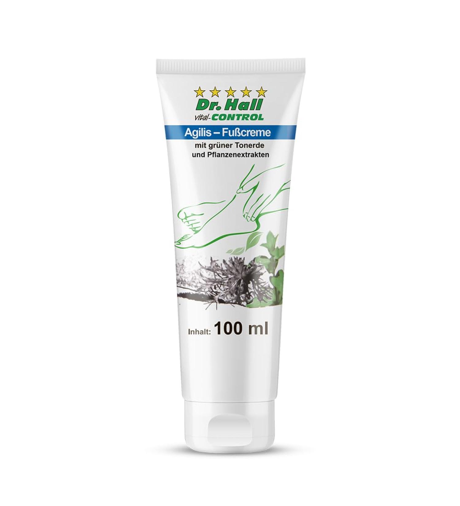 Agilis foot cream with 7 natural treasures: green clay aloe vera almond oil shea butter menthol rosemary and lavender |A treat for feet and ankles content: 100 ml