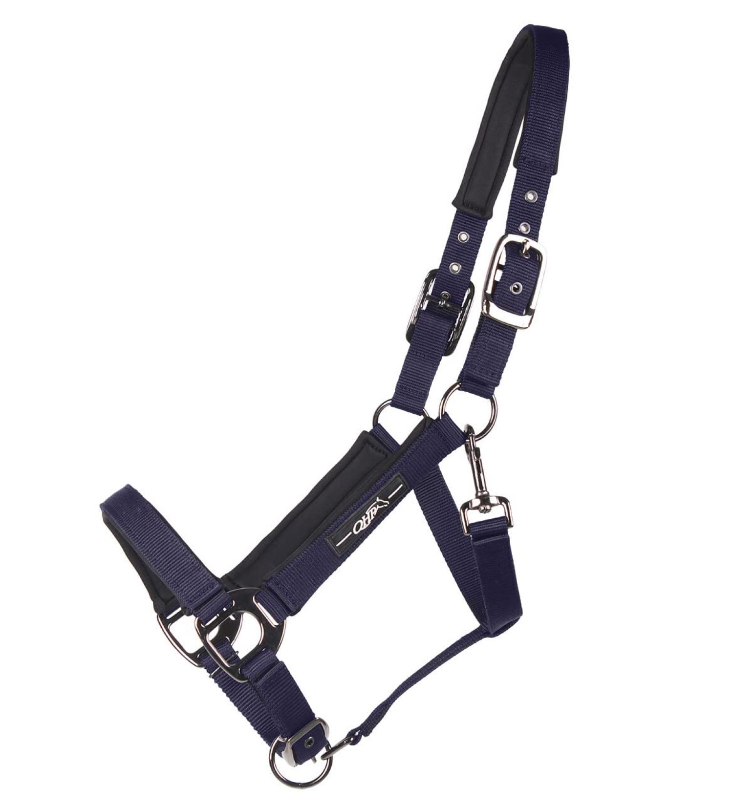 QHP Halter Deluxe soft padded 3-way adjustable (Warmblood extra Navy) Warmblood extra navy