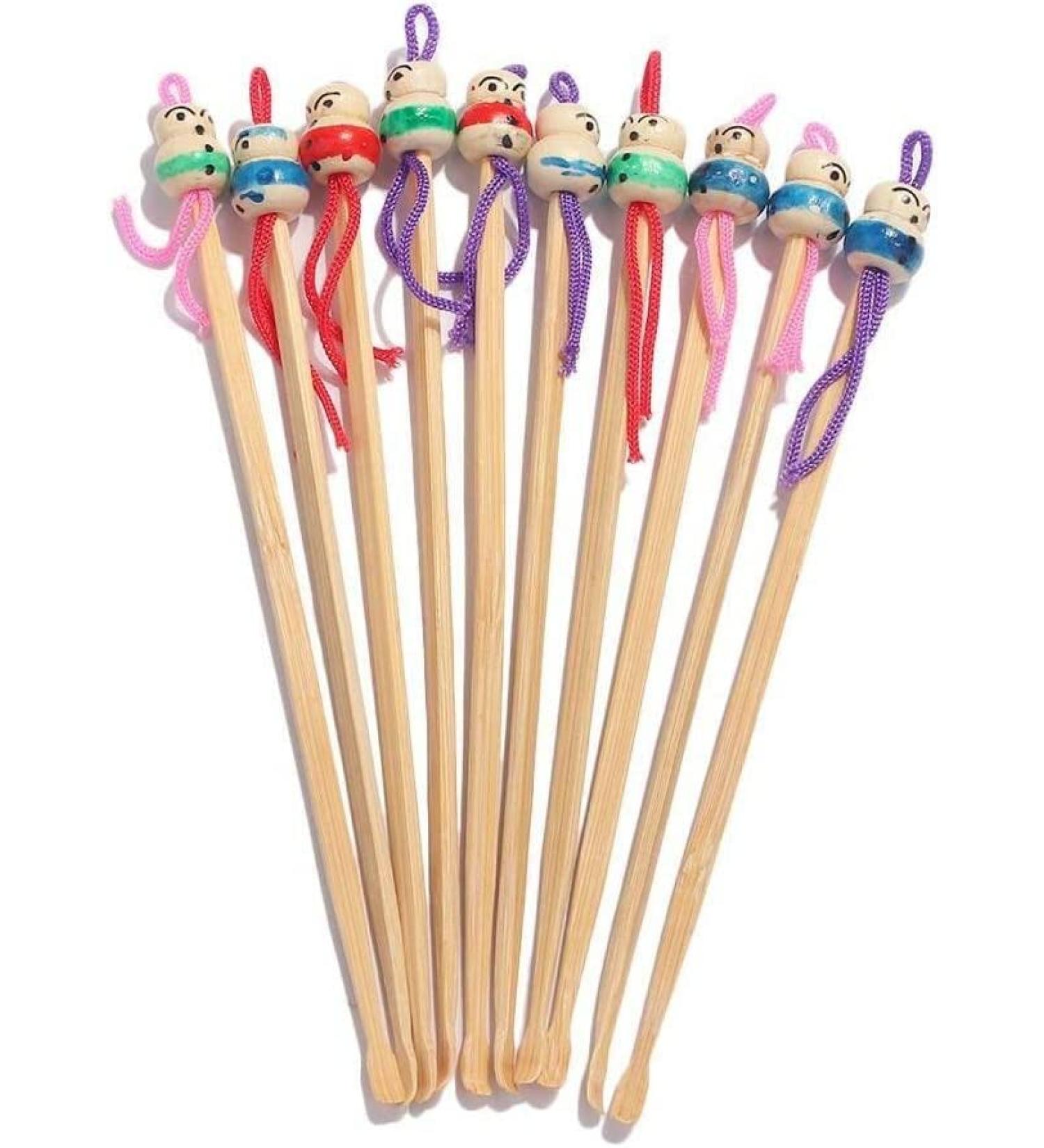 10Pcs Bamboo Ear Cleaner Ear Picks - Wooden Bamboo Wax Remover Tool for Adult Ear Care - Buy Online on GoSupps.com