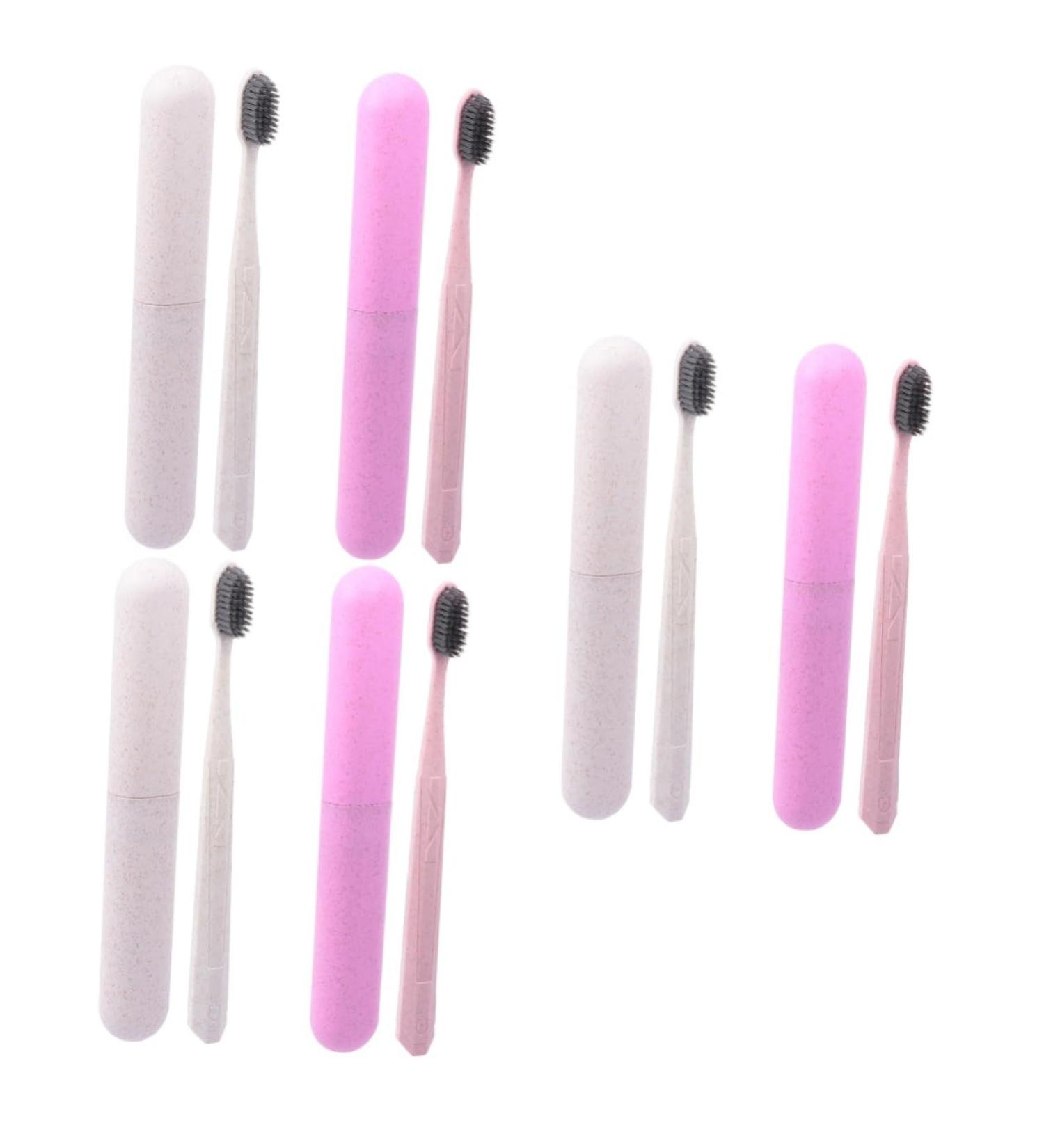 TOVINANNA 6-Piece Travel Toothbrush Set - Kids & Adults Toothbrushes with Containers for Gum Care & Long Handle Toothpaste - Buy Online on GoSupps.com