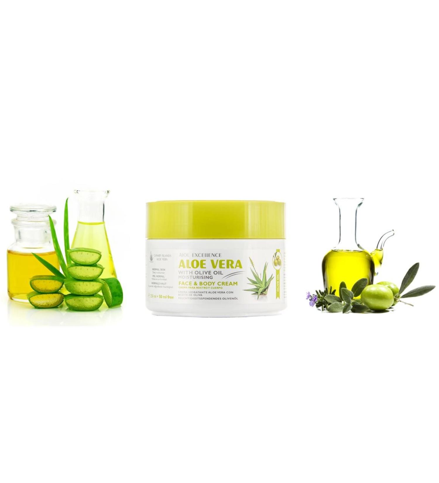 Aloe Vera & Olive Oil Cream | Deep Hydration | 300ml | Canary Islands Aloe Vera - International Shipping Available - Buy Online on GoSupps.com