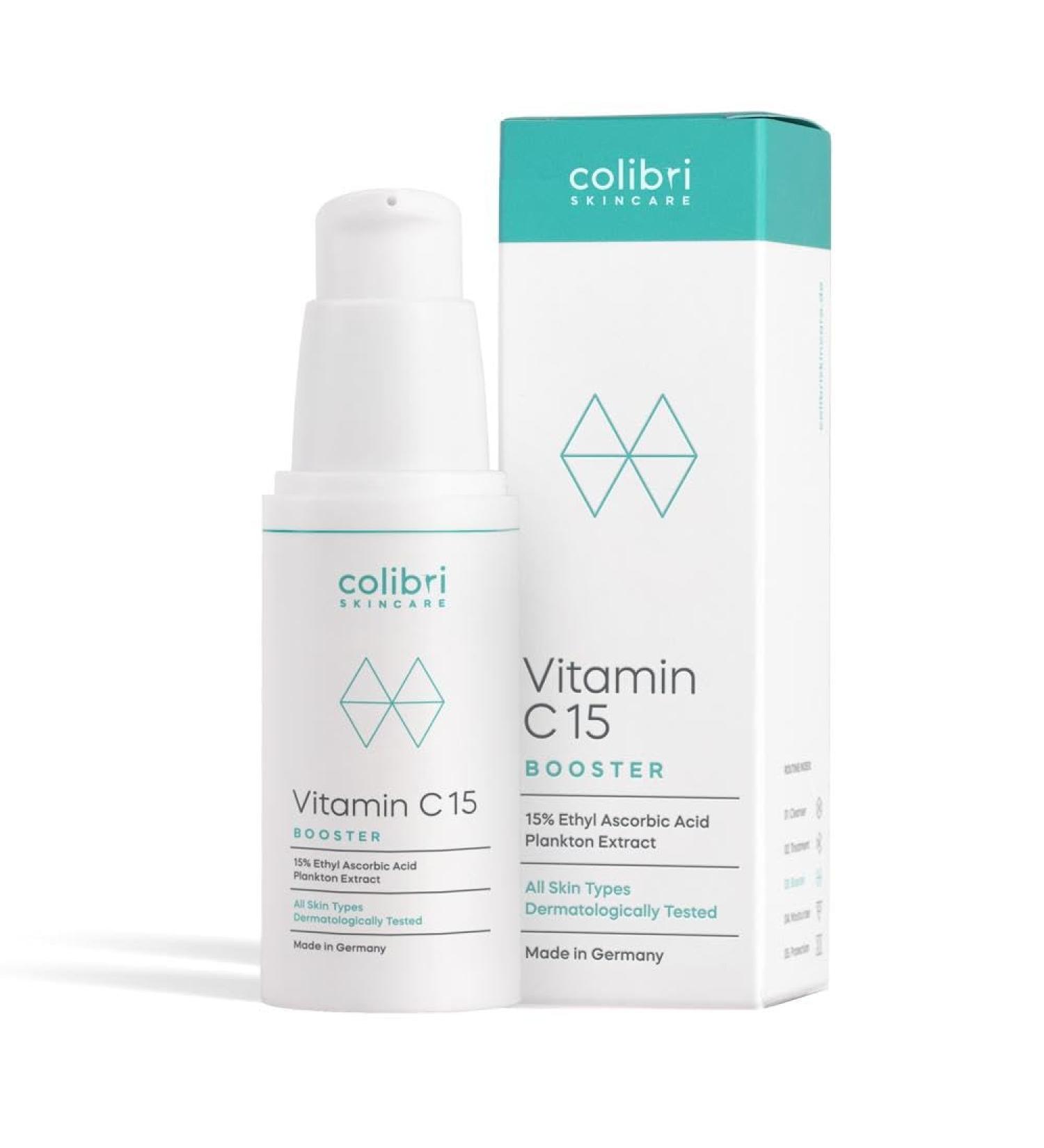 colibri skincare VITAMIN C BOOSTER (30ml) - Face serum with 15% vitamin C - Evens out skin tone and has an anti-spot and anti-wrinkle effect - For the care of all skin types - Made in Germany - Buy Online on GoSupps.com