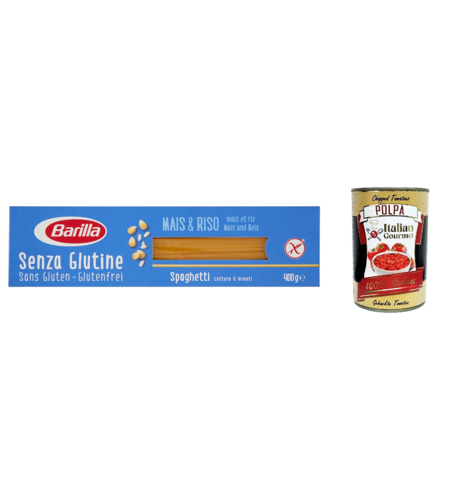  Italian Gourmet E.R. Barilla Spaghetti Pack of 5 Gluten-Free Pasta 400g + Italian Gourmet Polpa 400g - Buy Online on GoSupps.com
