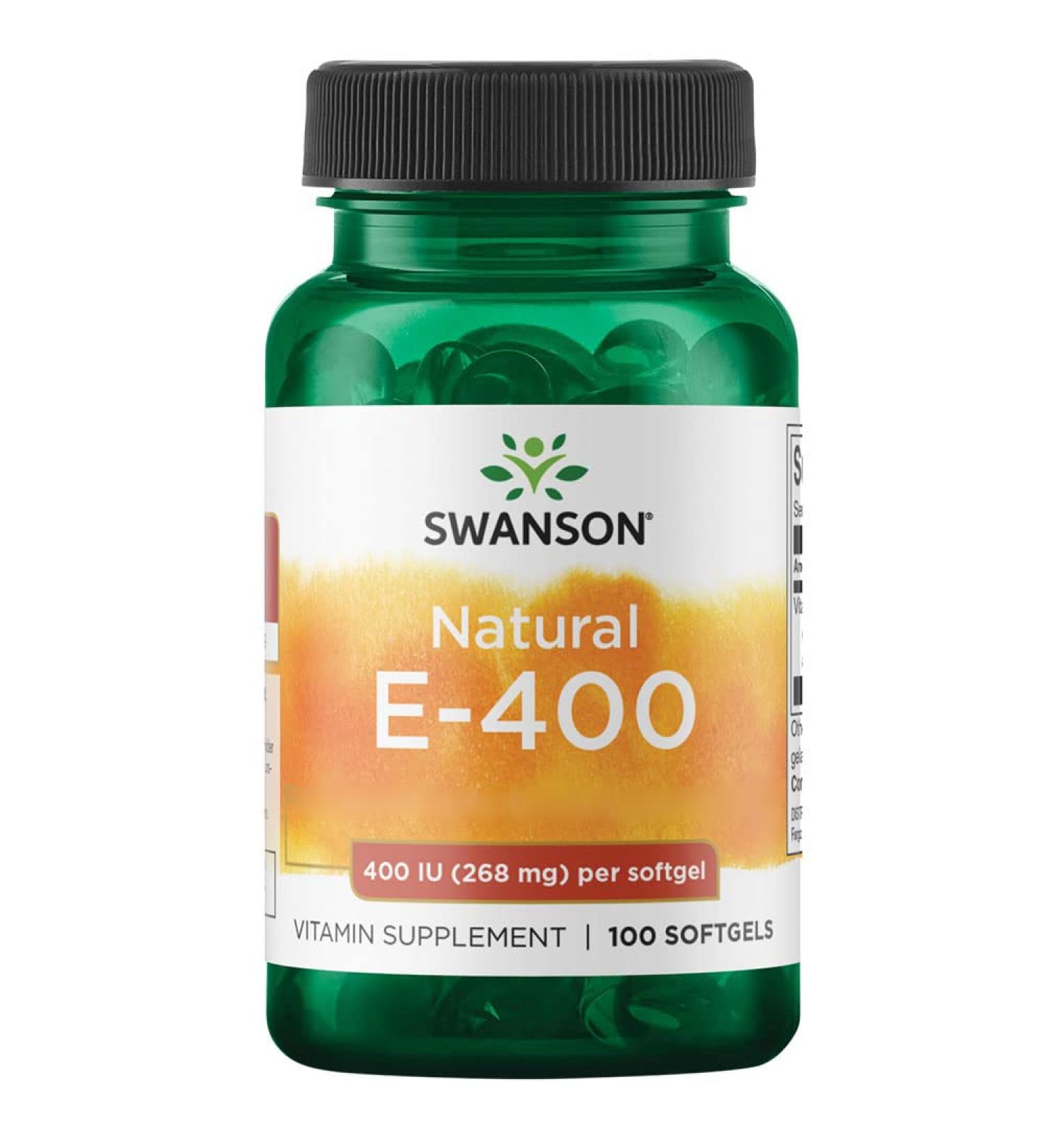Swanson Natural E-400 High-Dose Vitamin E 400 IU 100 Softgels Gluten-Free & Non-GMO Laboratory Tested - Buy Online on GoSupps.com