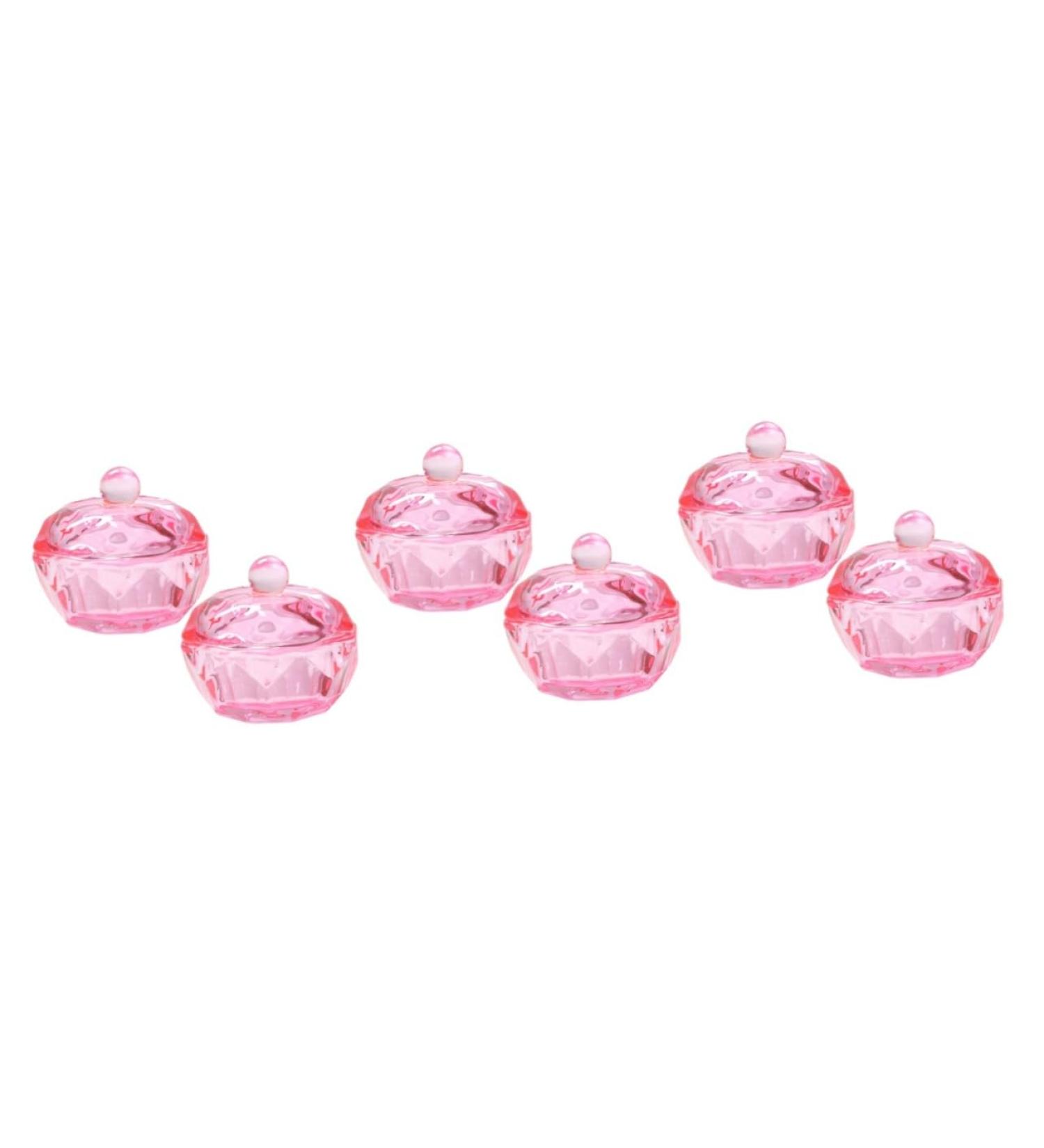 FRCOLOR 6 Pcs Glass Monomer Dish with Lid Professional Nail Drill Cuticle Bit for Nail Drill Colored Glass Dappen Bowl Glass Nail Plate Dappen Dish Bowl Crystal Glass Acrylic Pink 4.2x4.2cmx3pcs Pinkx3pcs - Buy Online on GoSupps.com