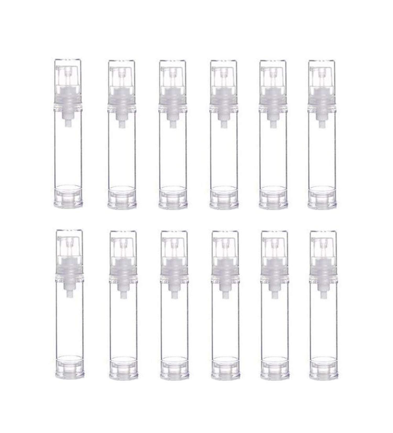 12Pcs Portable Empty Refillable Clear Plastic Airless Vacuum Pump Bottle Cosmetic Make-up Cream Lotion Sample Packing Toiletries Liquid Storage Container Vial Jars(10ml/0.34oz) 10ml/0.34 Ounce - Buy Online on GoSupps.com