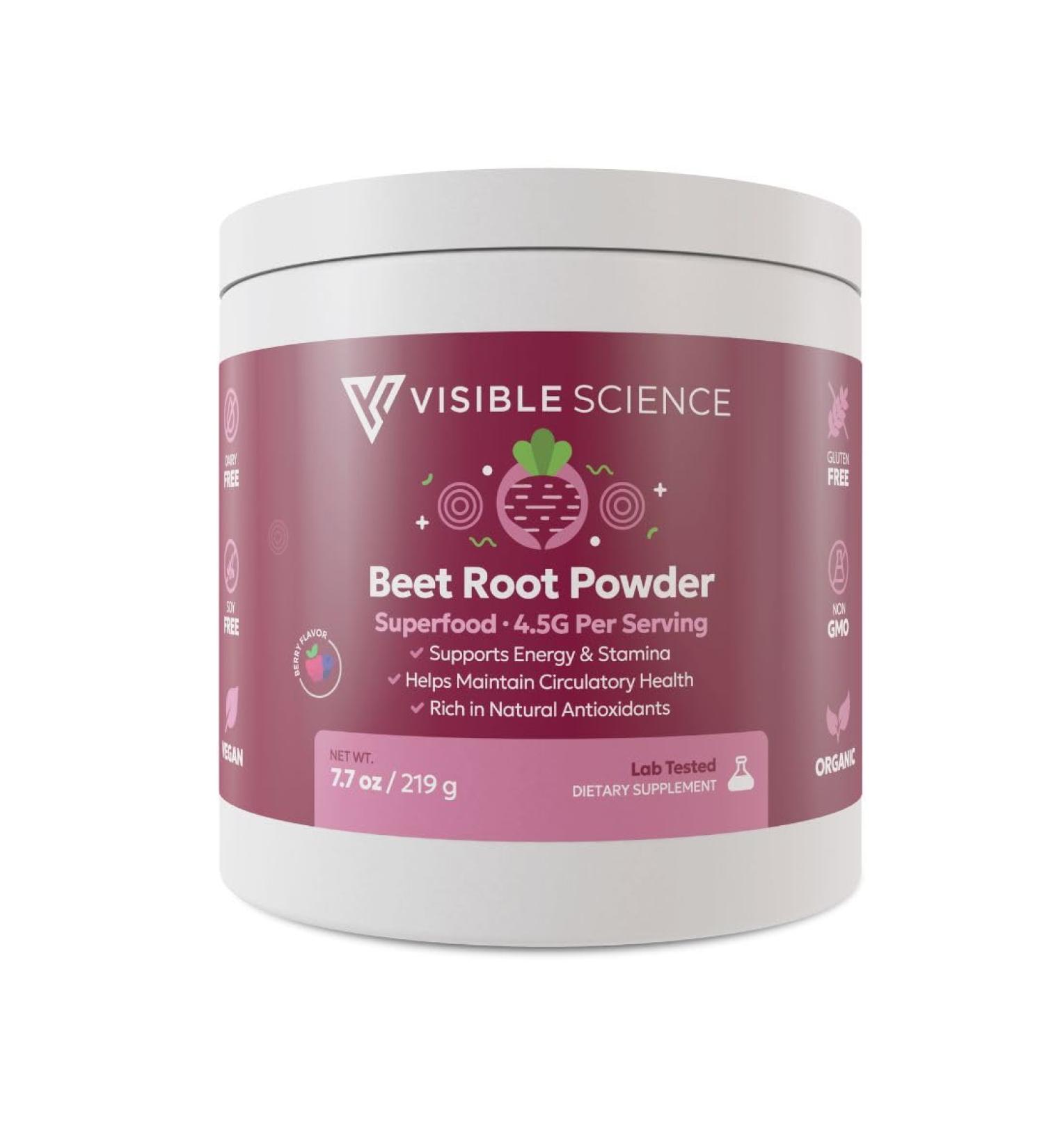 Visible Science Beet Root Powder Superfood with Antioxidants Circulation & Endurance Support 219 Grams 1 Jar - Buy Online on GoSupps.com