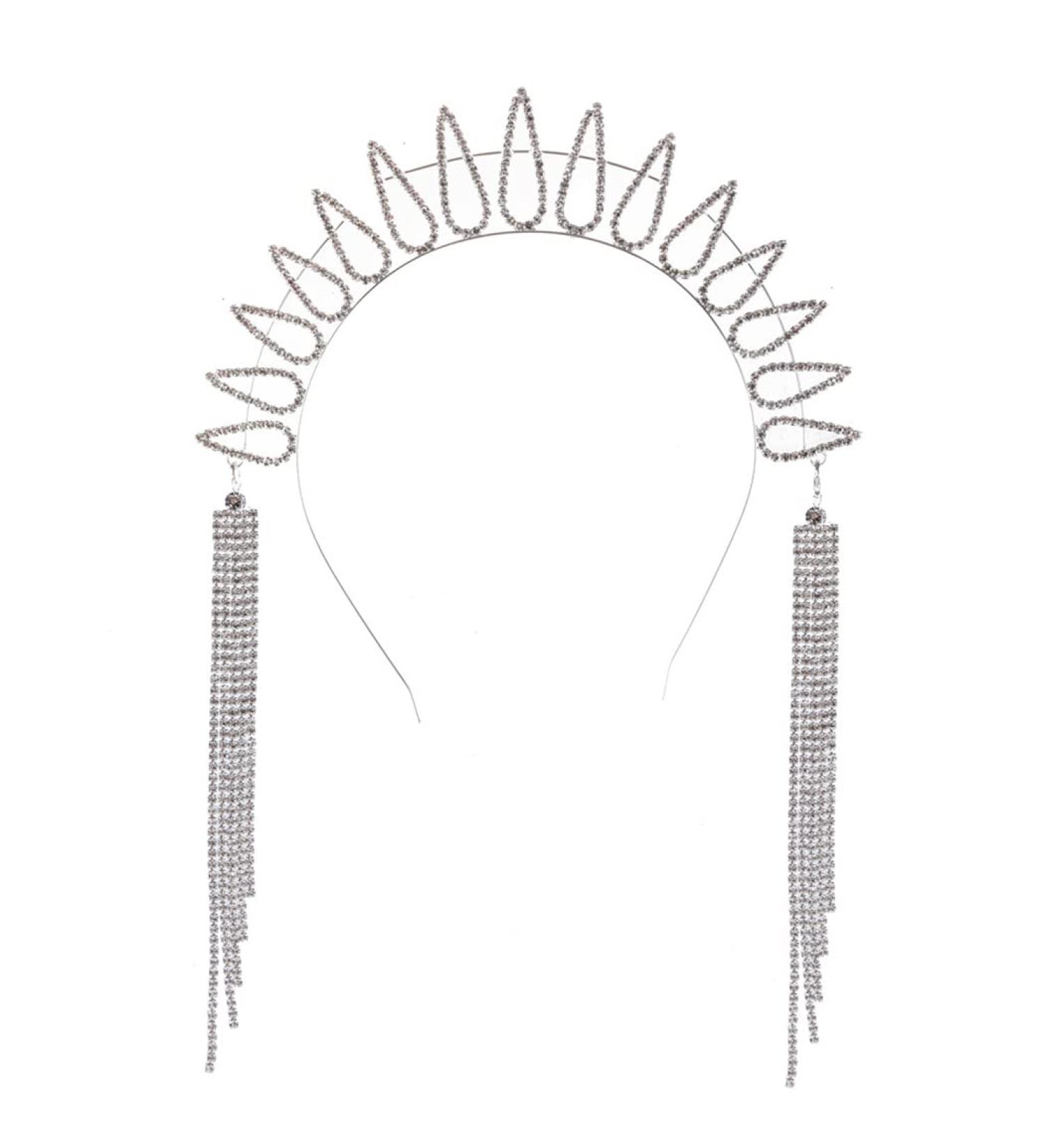 Urieo Waterdrop Halo Headpiece - Crystal Goddess Crown with Tassel Rhinestone - Hair Accessories for Women and Girls - Buy Online on GoSupps.com