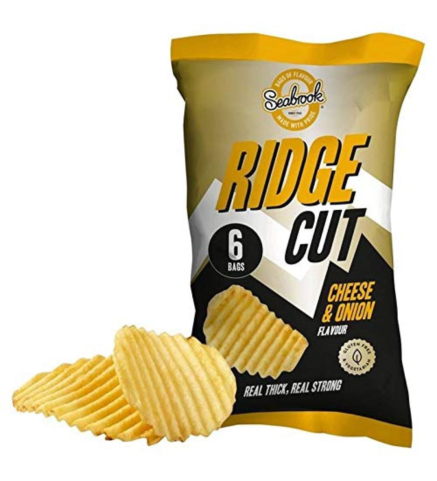 SEABROOK Seabrook Ridge Cut Cheese & Onion Crisps 6 x 25 g