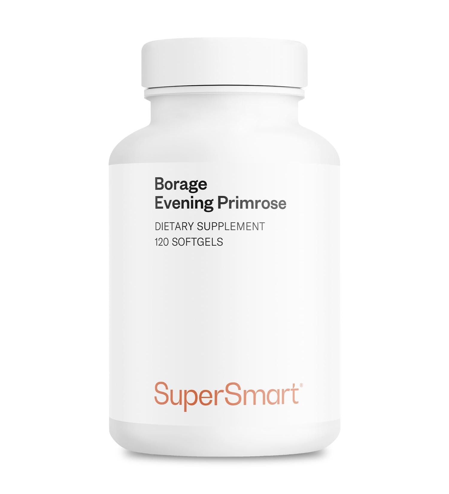 Buy Supersmart Borage & Evening Primrose GLA Oil Supplement - High Potency Cold Pressed Non-GMO Gluten Free 120 Softgels with Vitamin E - International Shipping Available - Buy Online on GoSupps.com