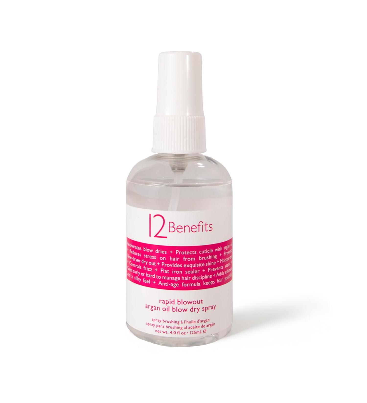 12 Benefits RAPID BLOWOUT ARGAN OIL SPRAY - Cut Blow Dry Time by 40% - Heat Protectant Nourishes Smooths Frizz Adds Shine & Softens Damaged Hair 4 Fl Oz - Buy Online on GoSupps.com