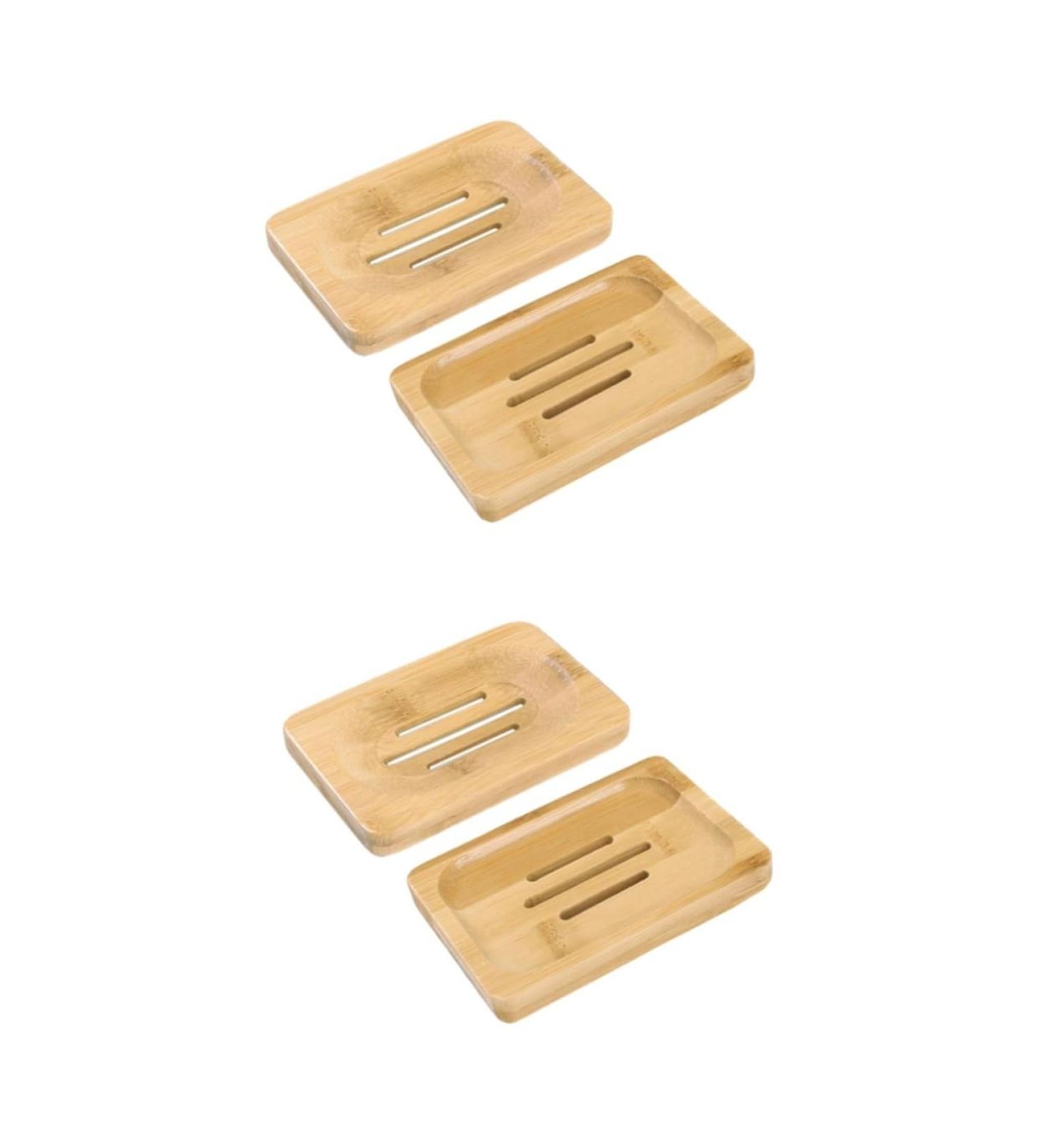 Ciieeo 4 Pcs Wooden Soap Dish Wooden Soap Rack Soap Sink Drying Holder Soap Placing Rack Soap Stand Rectangular Wood Soap Dish Wooden Soap Case Natural Wood Soap Drainer Bamboo Soap Tray - Buy Online on GoSupps.com