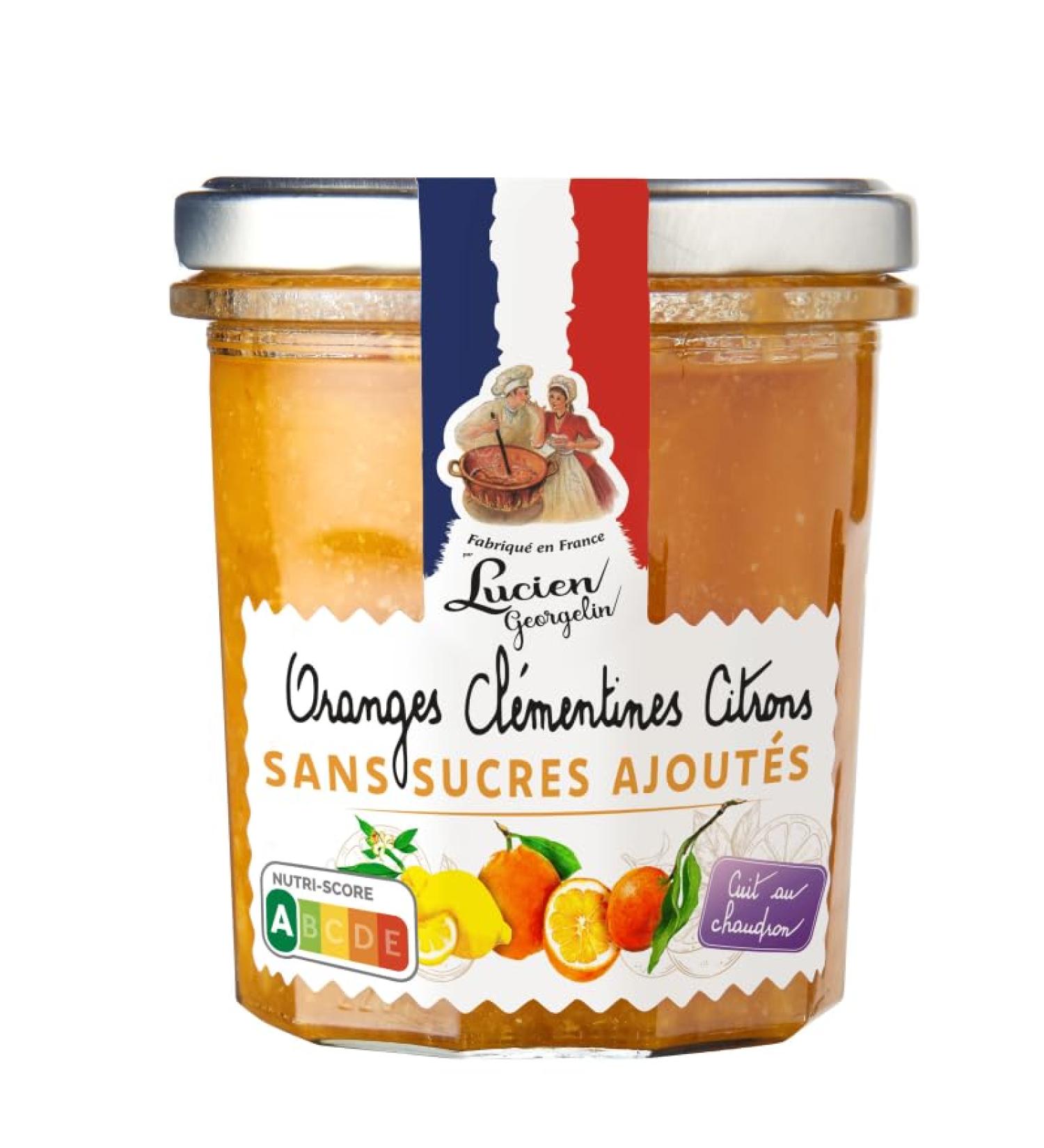 Lucien Georgelin Pr paration de fruits 3 Agrumes (Oranges Cl mentines Citron) Sans Sucre Ajout le bocal de 320g NUTRISCORE A
