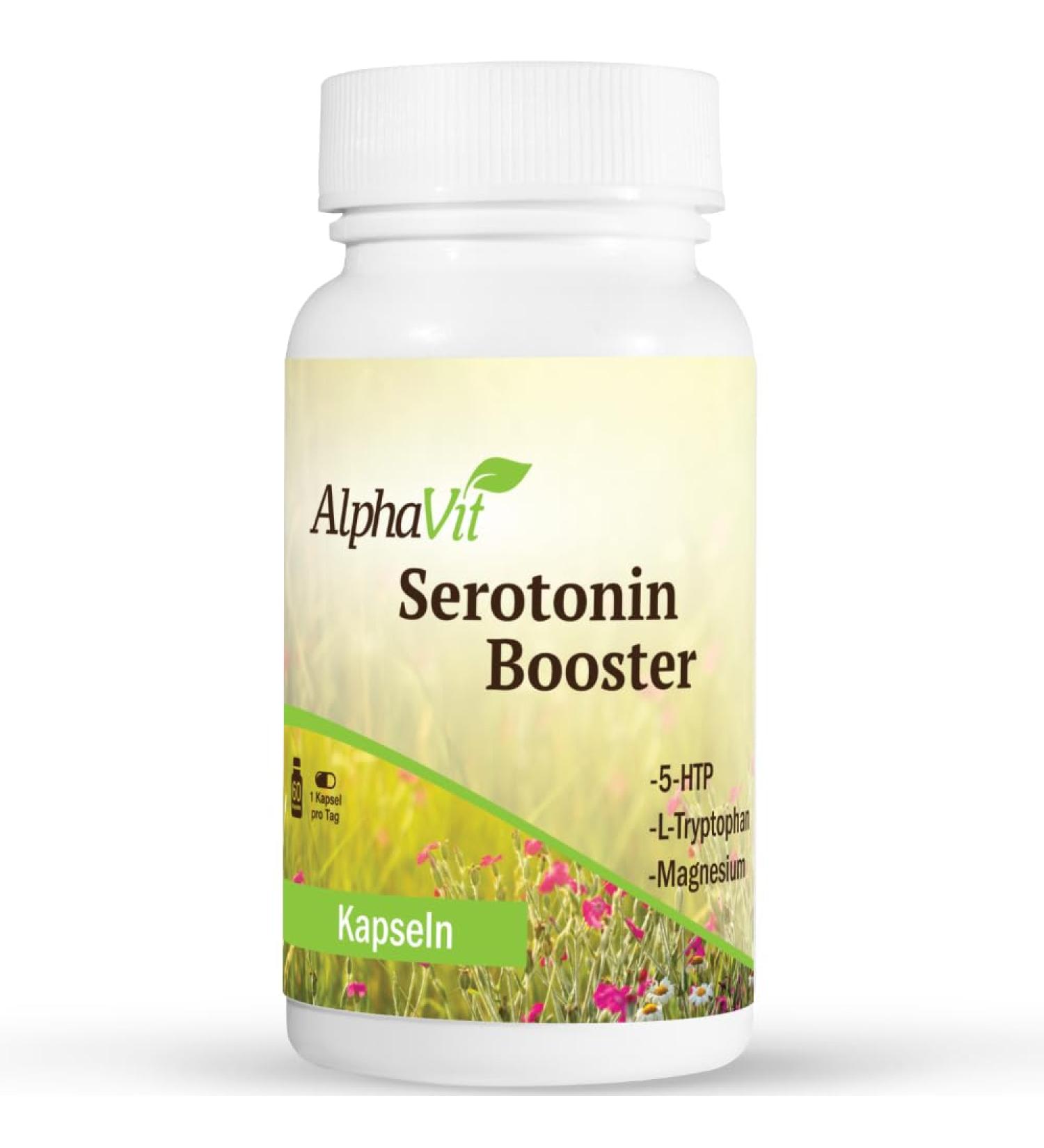 Serotonin Booster - 60 Capsules | Griffonia Extract 60mg 5-HTP L-Tryptophan Magnesium & Vitamins B C & D3 - Caffeine-Free for Mood Support - Buy Online on GoSupps.com