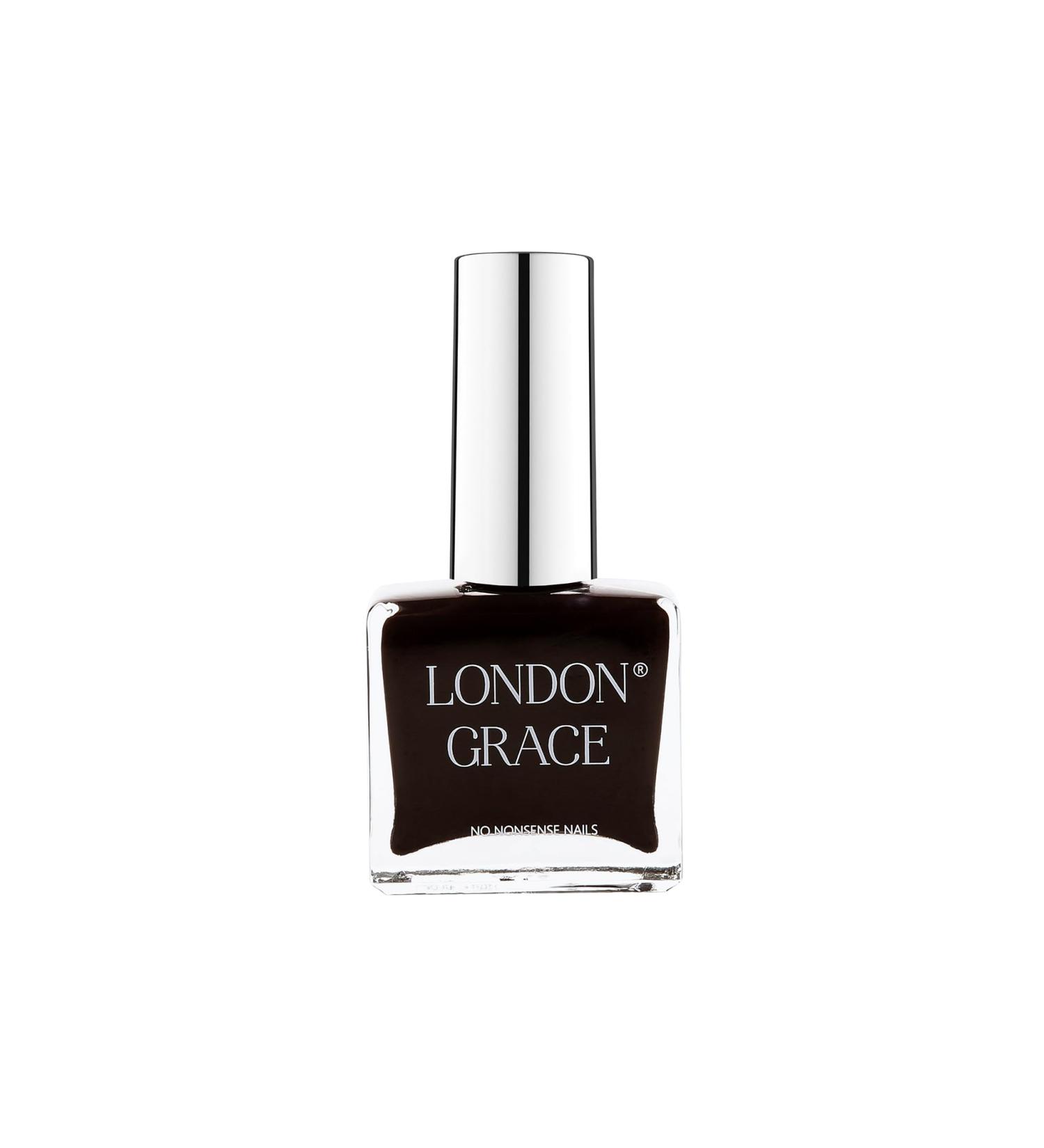 London Grace Nail Polish | Bruce 12ml | Black Long Lasting Vegan Eco-conscious Varnish | Quick Dry Chip-Resistant & No Nasties Formula - Buy Online on GoSupps.com