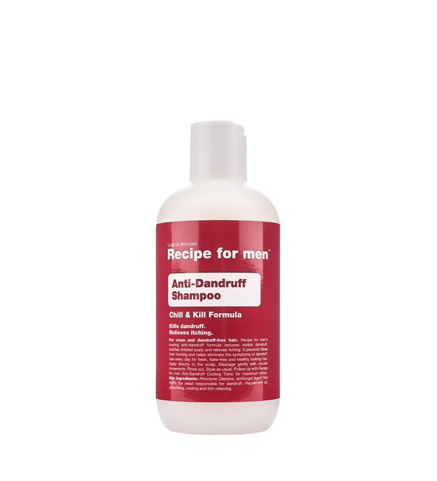 RECIPE FOR MEN Anti-Dandruff Shampoo - refreshing formula for healthy, dandruff-free hair, soothes and relieves the scalp, made in Sweden, 250 ml