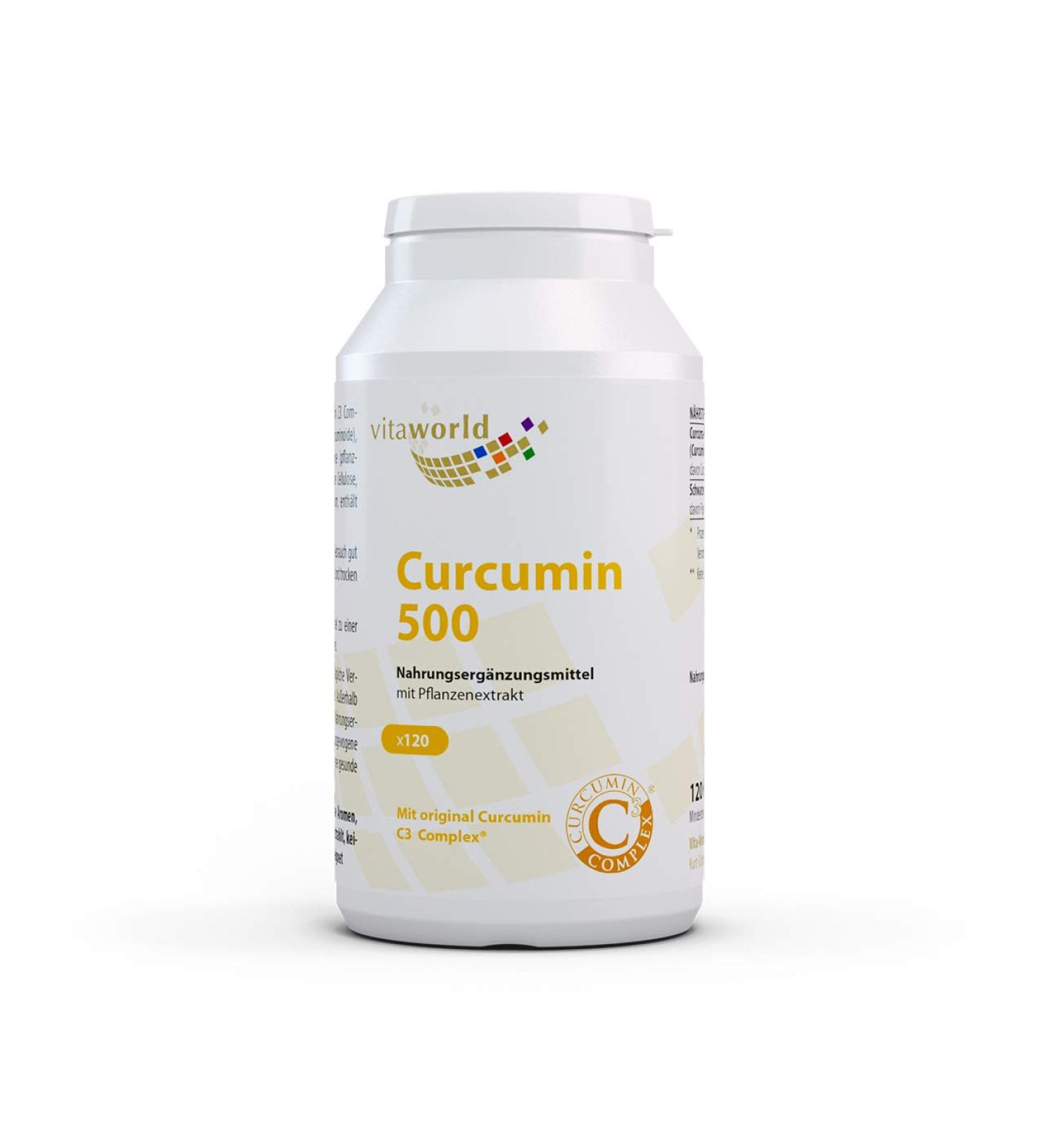 3 Sack Vita World Curcumin 500 3 x 120 capsules Curcumin C3 Complex vegan pharmacist production 95 % curcuminoids black and pepper extract 50: 1