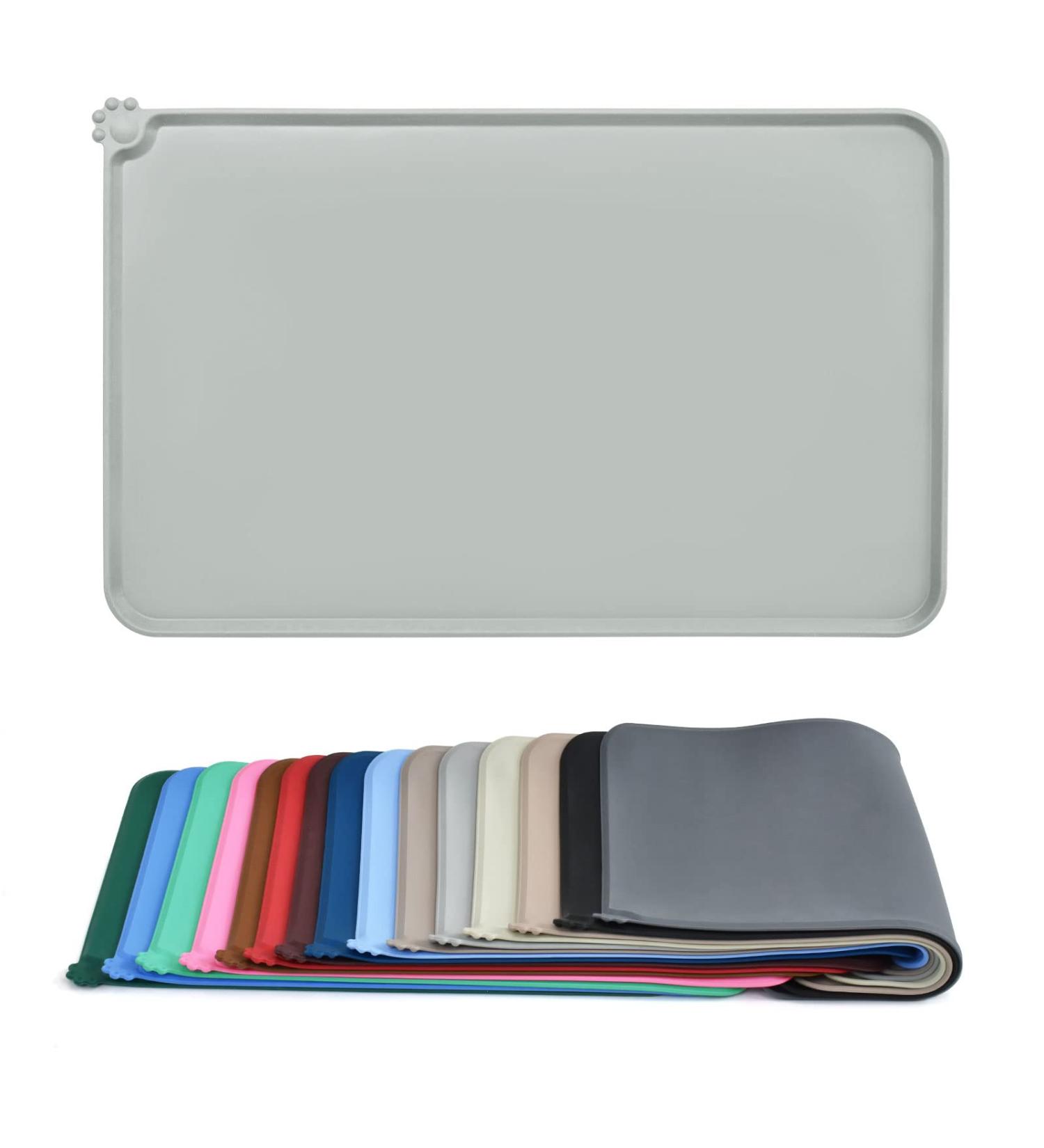 AUDWUD Silicone Waterproof Pet Feeding Mat | Anti-Slip Dog & Cat Bowl Mat 53x38 cm - Durable & Easy to Clean - Buy Online on GoSupps.com