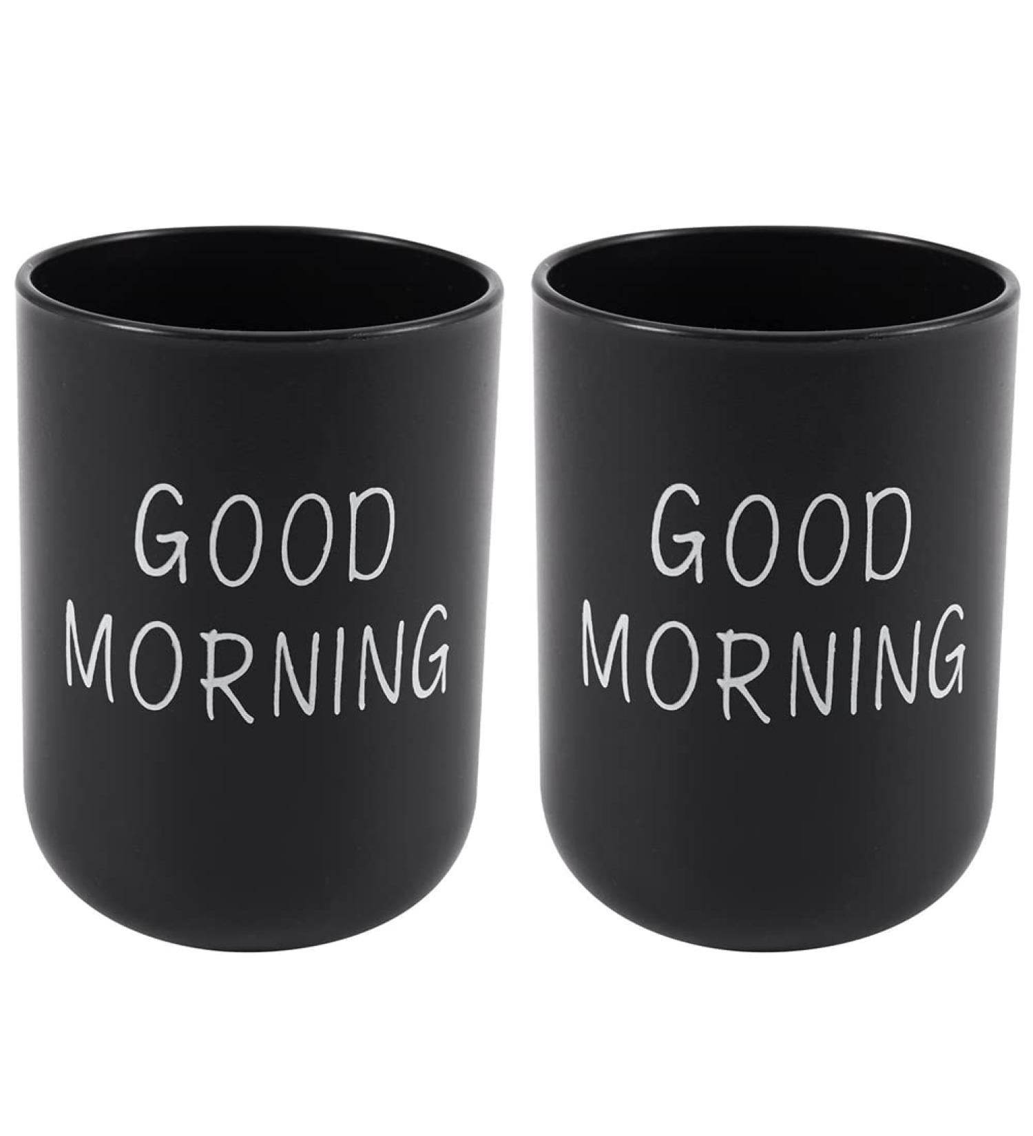 ENERRGECKO 2X Home Toothbrush & Toothpaste Holder | Round Washing Bowl & Travel Cup - Black - Ideal for Camping & Home Use - Buy Online on GoSupps.com