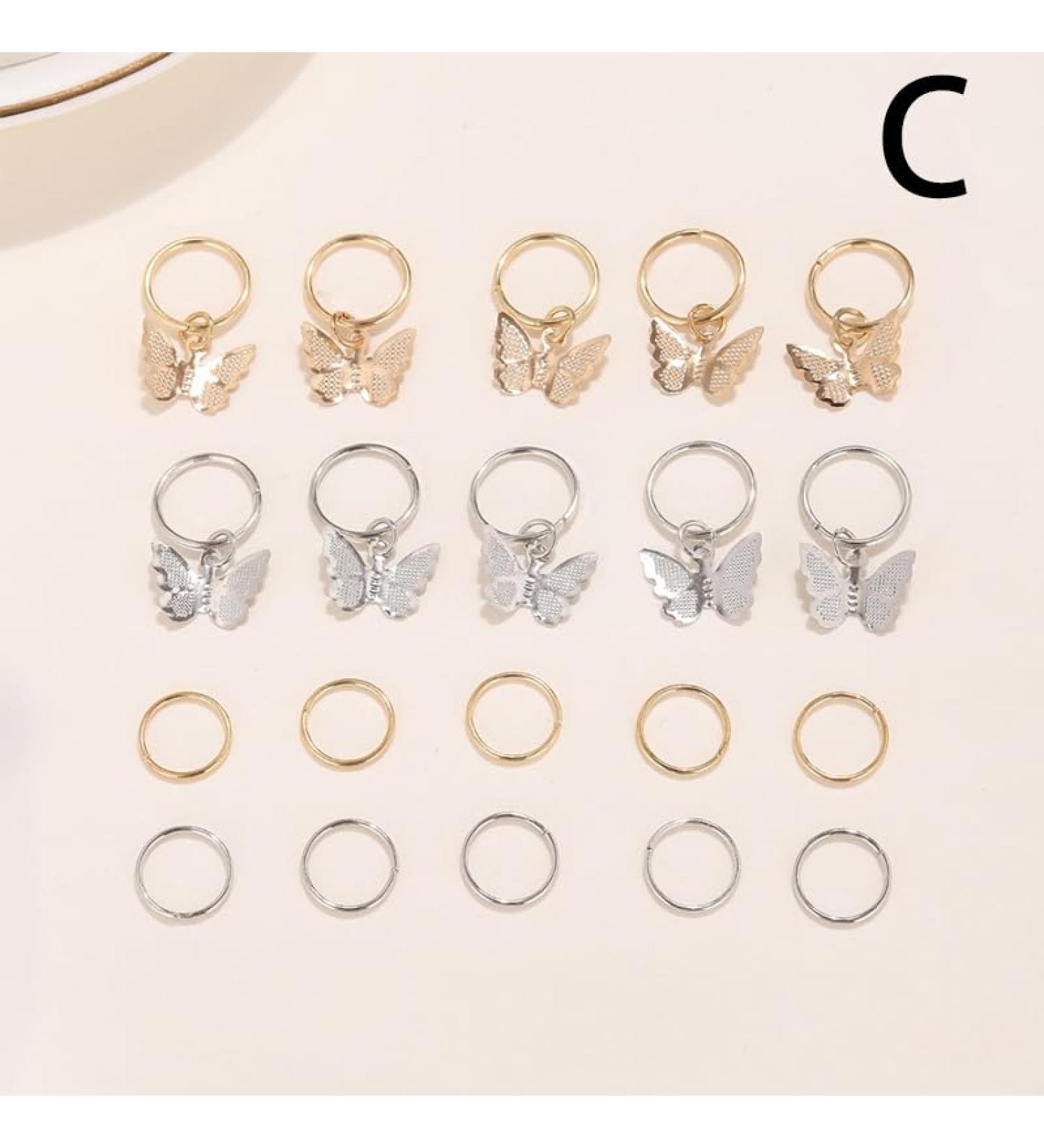 20PCS Hair Beads For Women Braids Jewelry For Hair Dreadlocks Accessories Metal Gold Silver Clips Cuffs Coils Shells Rings For Hair Braiding Beard Decoration one color C - Buy Online on GoSupps.com