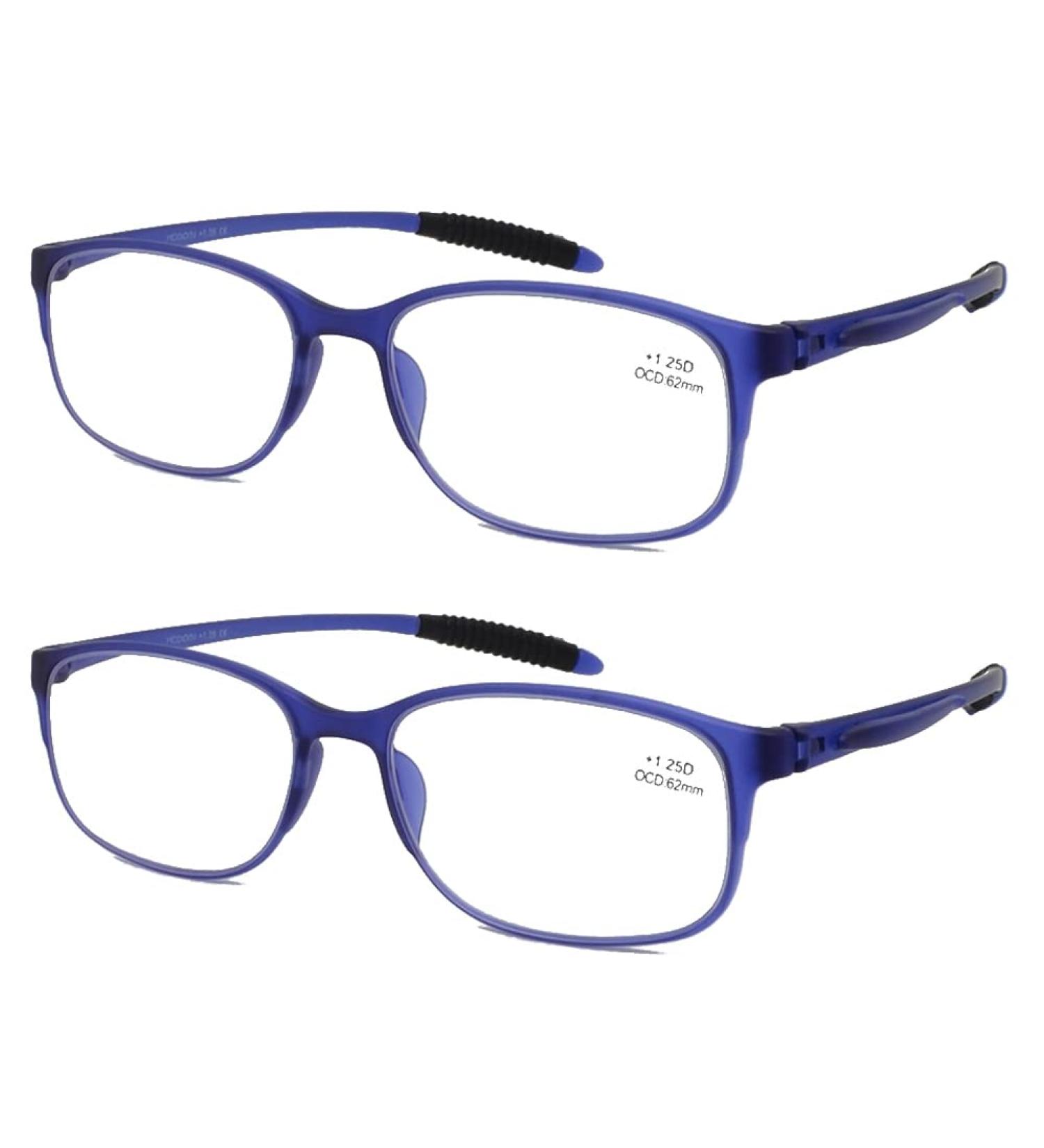 Mcoorn Reading Glasses | Flexible Lightweight for Men & Women | 2 Pack with Case | Anti-Blue & Anti-Reflective | 1.25x Magnification - Buy Online on GoSupps.com