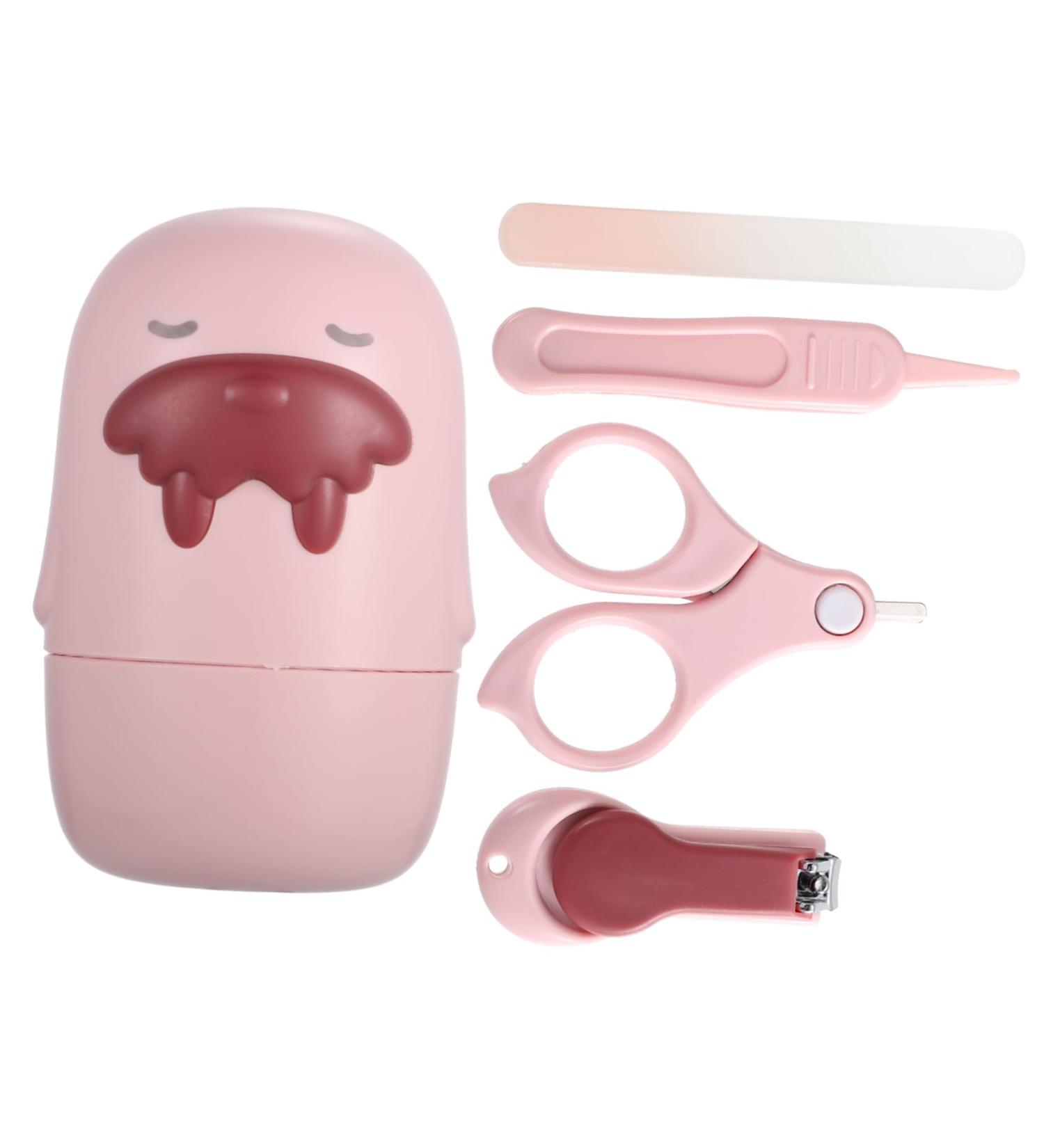 Buy 1 Set Nail Scissors Kit - Safe Manicure Set for Babies | Stainless Steel Nail Clipper & Care Tools in Pink - International Shipping Available - Buy Online on GoSupps.com
