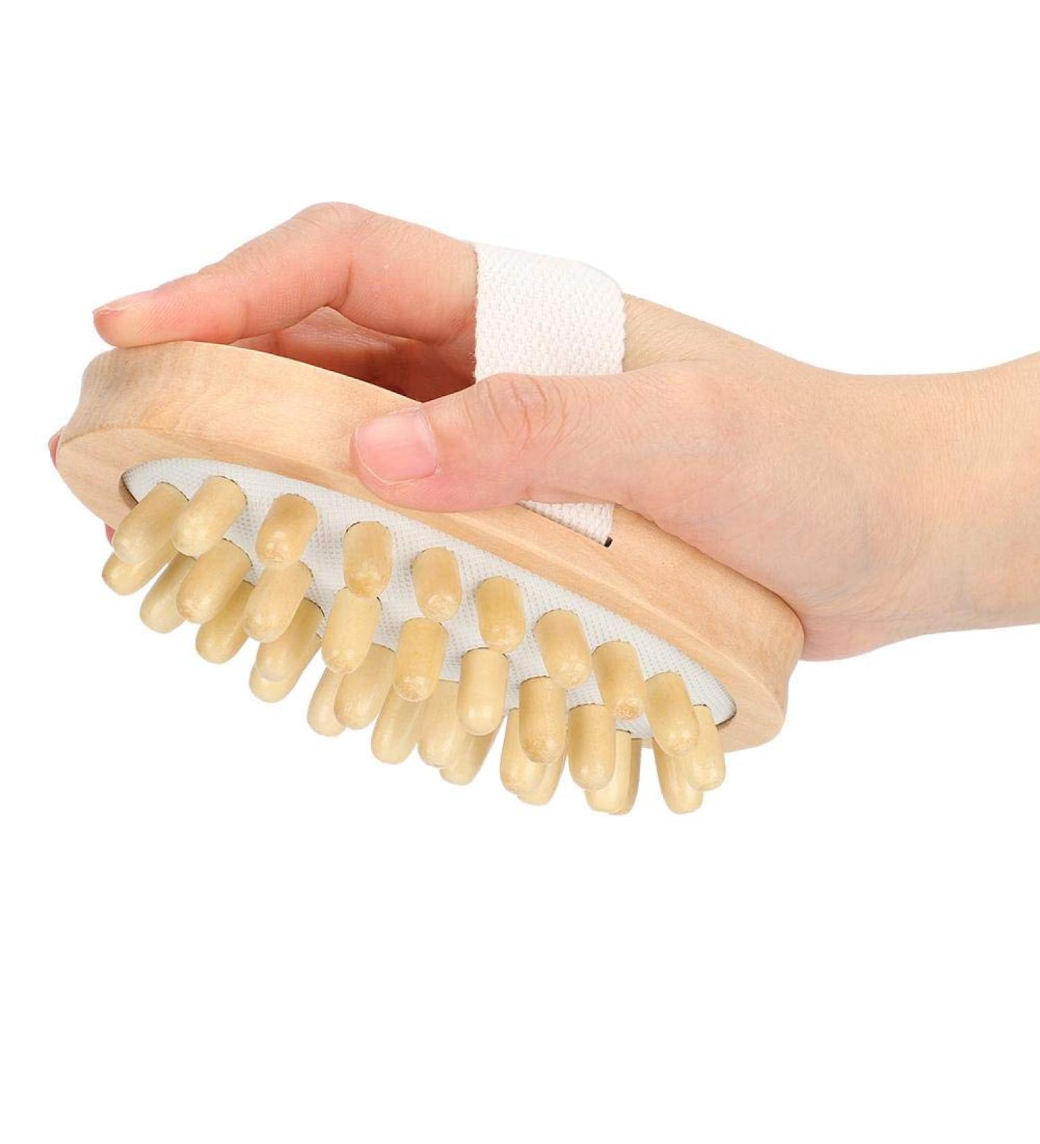 Natural Wood Shower Brush | Massage Brush for Cellulite & Lymphatic Drainage | Dry Body Brush - Eco-Friendly Cleaning & Spa Experience - Buy Online on GoSupps.com