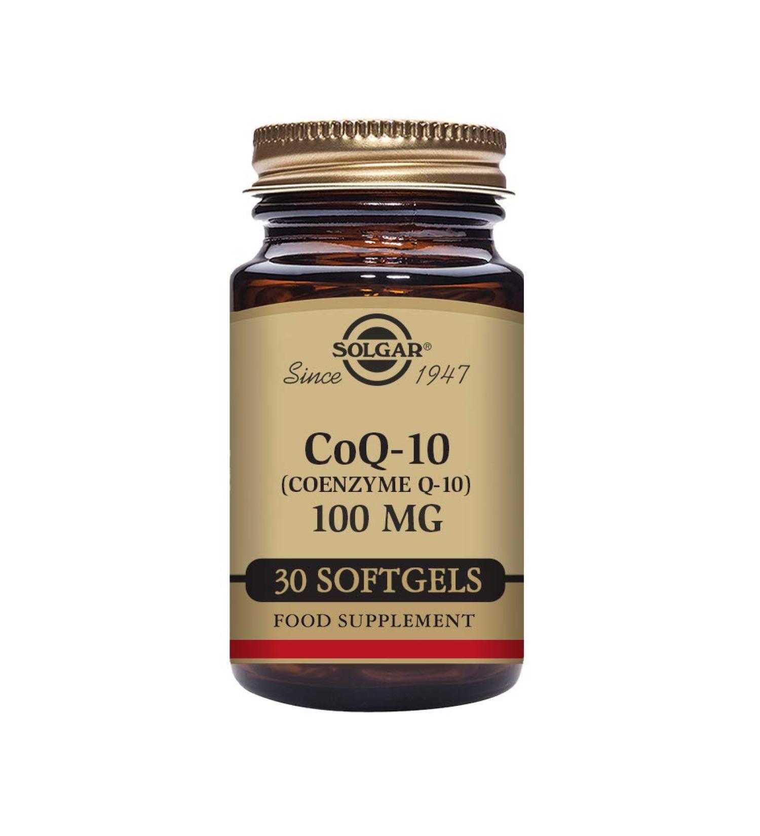 Solgar CoQ-10 (Coenzyme Q-10) 100 mg Softgels - Pack of 30 - For Busy Schedules and Over 50s - Helps Cell Regeneration - Dairy and Gluten Free - Buy Online on GoSupps.com