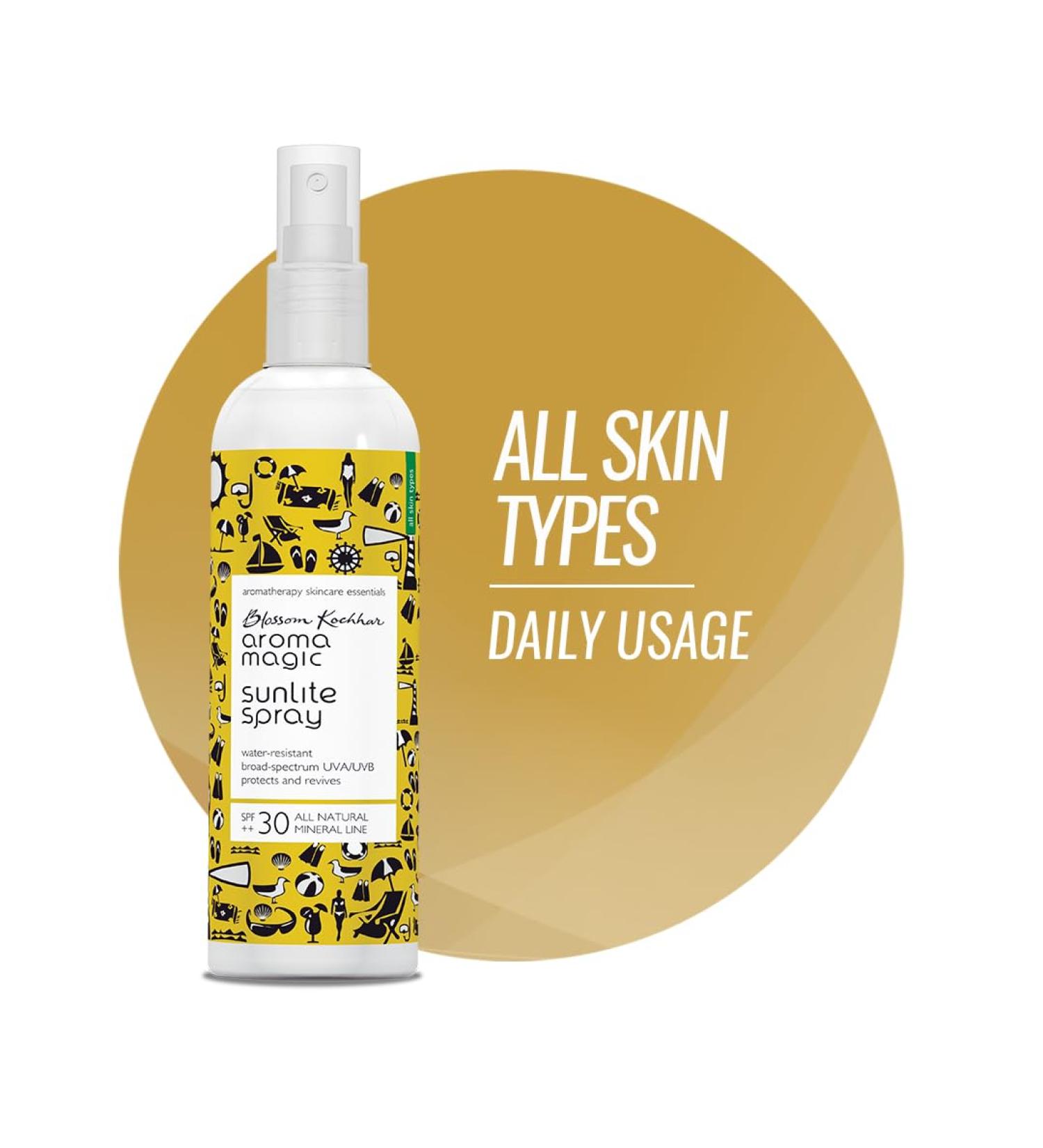 Aroma Magic Sunlite Sunscreen Spray SPF 30 | Broad Spectrum UVA/UVB Protection | Non-Nano Zinc Oxide | Water Resistant | 3.38 Fl Oz/100ml - International Shipping Available - Buy Online on GoSupps.com