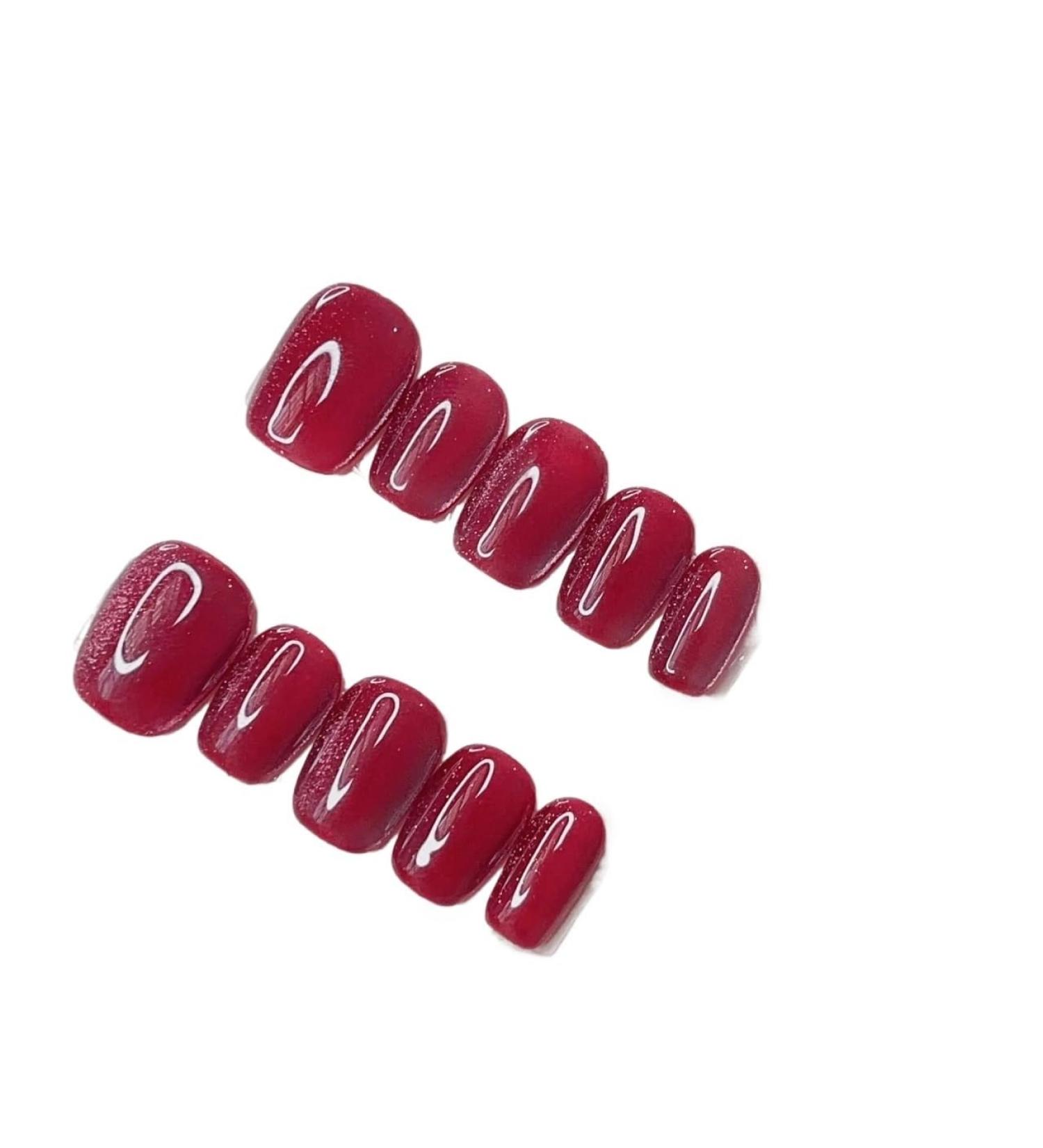 Handmade Press On Nails-Short Red Cat Eye with Removable and Reusable Design for Luxury and Elegant Nail enhancement (Color : Xs) - Buy Online on GoSupps.com
