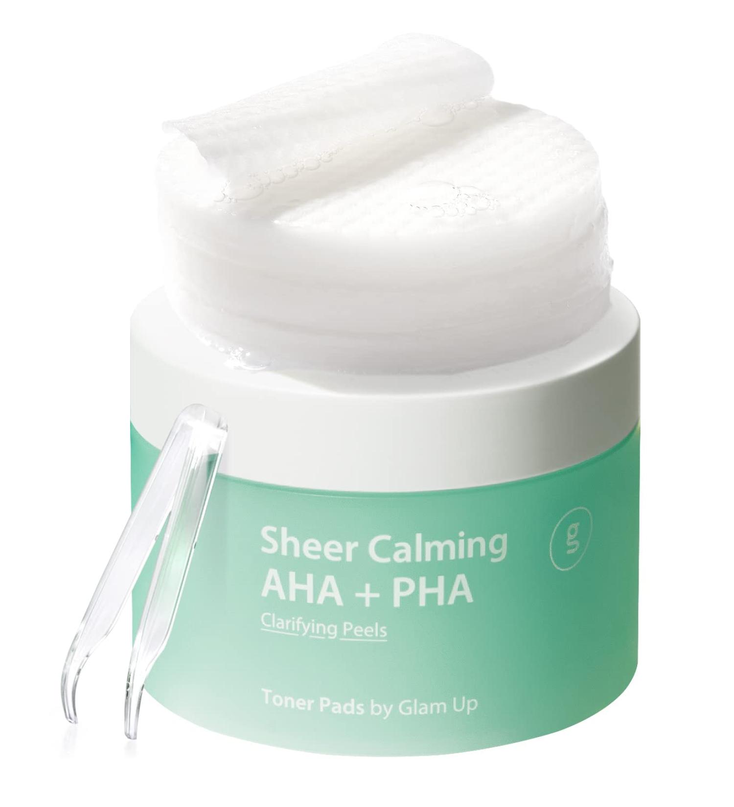 Glam Up AHA PHA Trouble Care Toner Pads - Calming Exfoliating Pore Cleansing for Acne Prone & Sensitive Skin | Vegan Bamboo Cotton Face Gauze - 65 Pads - Buy Online on GoSupps.com