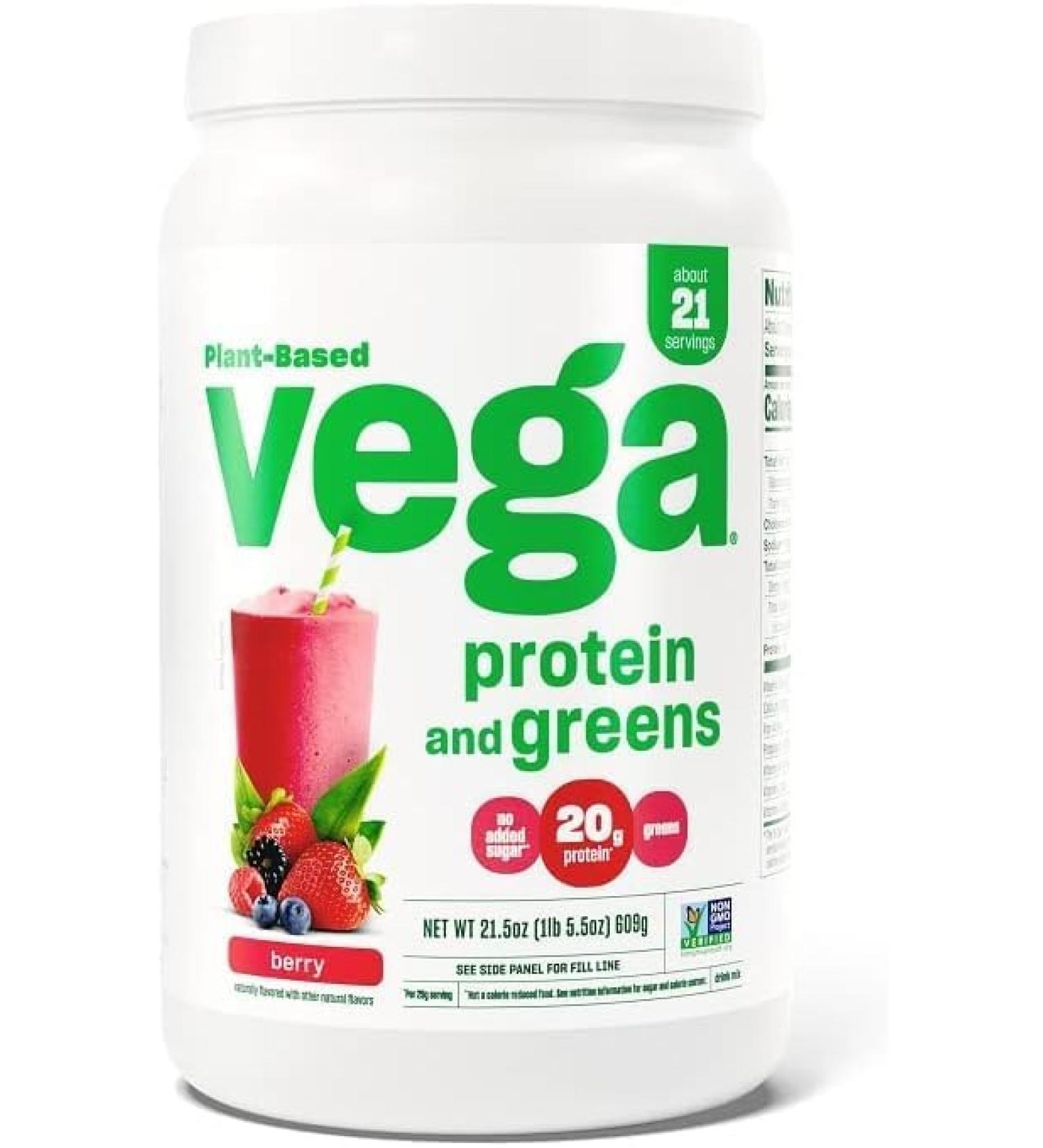 Vega Protein and Greens Berry (18 Servings) Plant Based Protein Powder Plus Veggies Vegan Non GMO Pea Protein For Women and Men 522g (Packaging May Vary) Berry 21 Servings (Pack of 1) - Buy Online on GoSupps.com