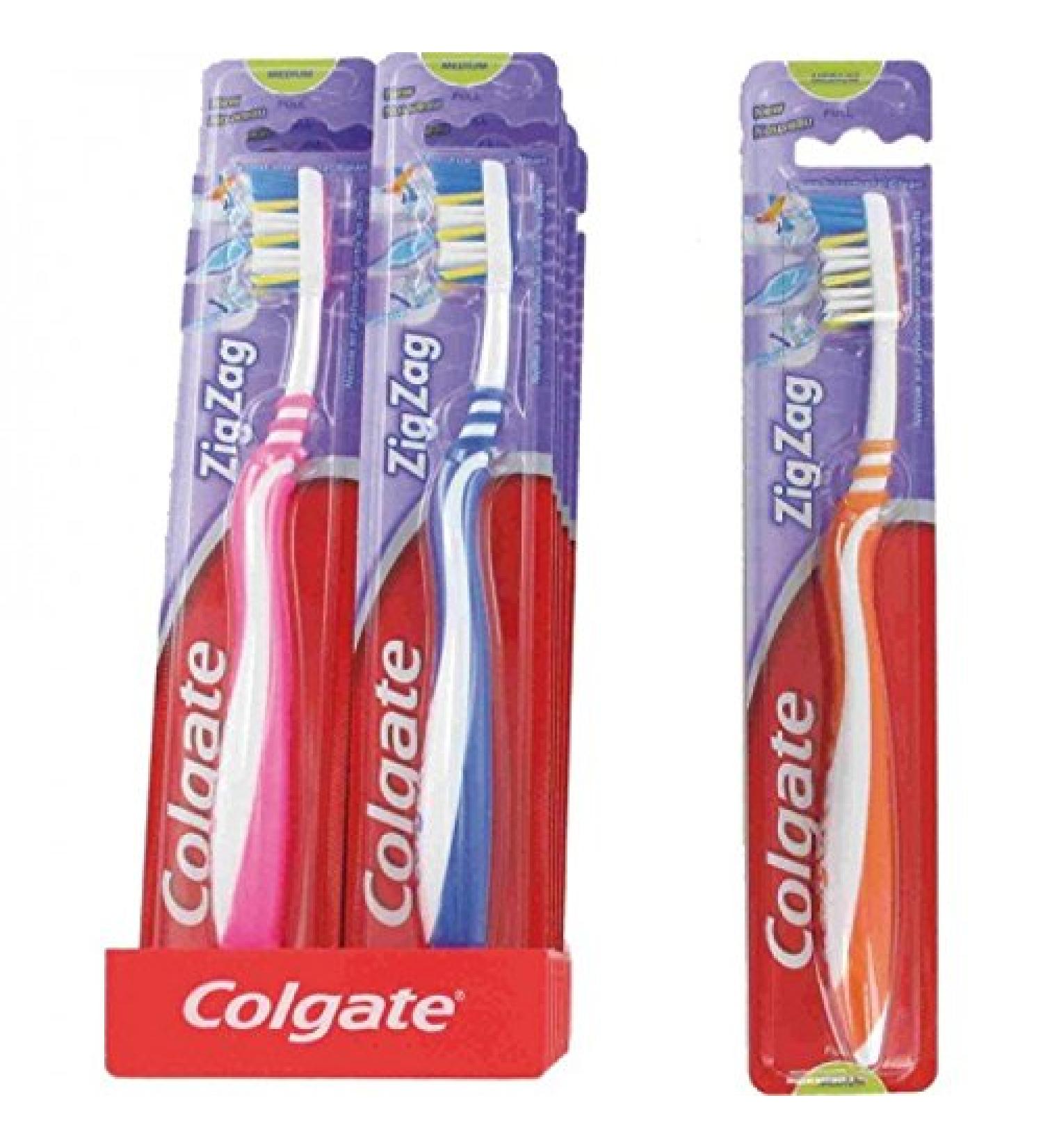 12 pcs. Toothbrush Colgate Zig Zag Medium Multicoloured 1 piece (12 pack)