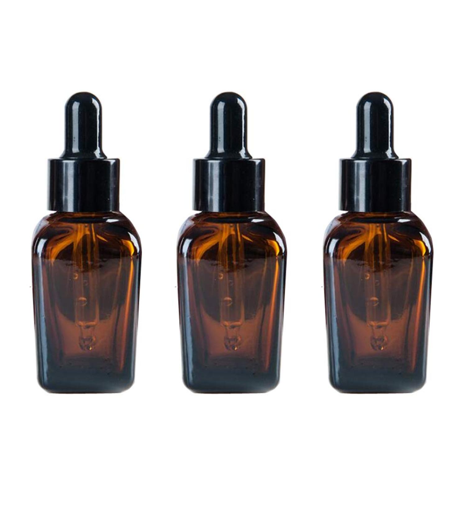 VASANA 3PCS Refillable Thicken Square Amber Glass Essential Oil Dropper Bottles With Glass Eye Dropper Cosmetic Sample Aromatherapy Elite Fluid Jars Travel Containers 50ml/1.67oz - Buy Online on GoSupps.com