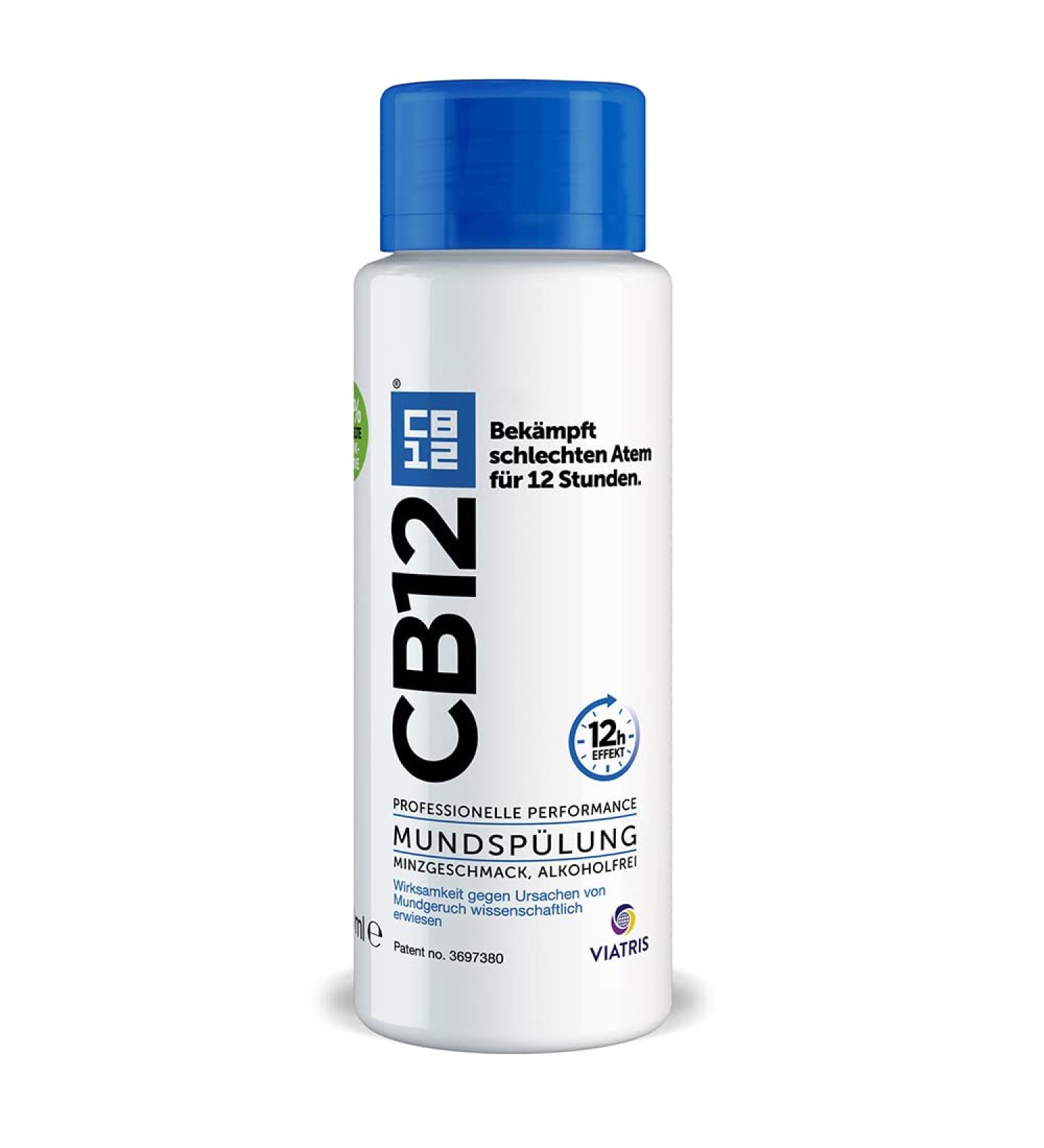 CB12 Mouthwash - Zinc Acetate & Chlorhexidine for 12-Hour Fresh Breath | Non-Alcoholic Mint Flavor | 250 ml - International Shipping Available - Buy Online on GoSupps.com