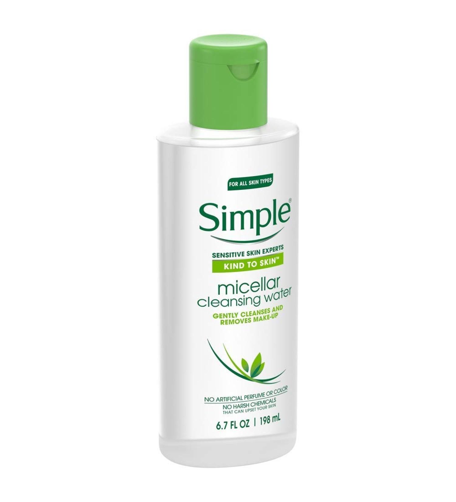 Buy Simple Kind to Skin Cleansing Water 6.7 oz - Unscented Micellar Water for Gentle Cleansing | International Shipping Available - Buy Online on GoSupps.com