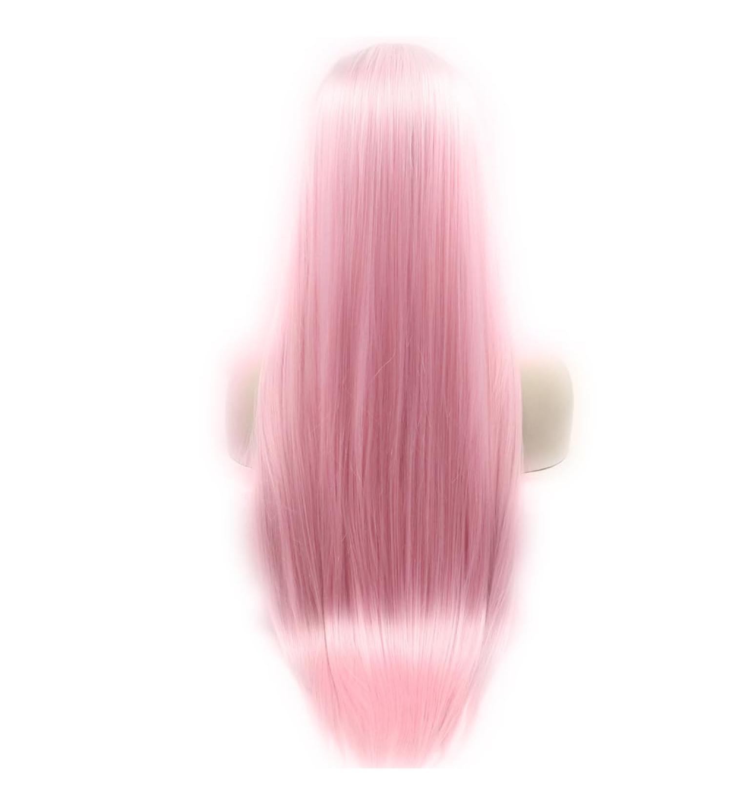 Xiweiya Long Silky Straight Pink Hair Wig - Synthetic Lace Front Wig for Women | Heat Resistant Fiber Middle Part Cosplay Ready - Buy Online on GoSupps.com