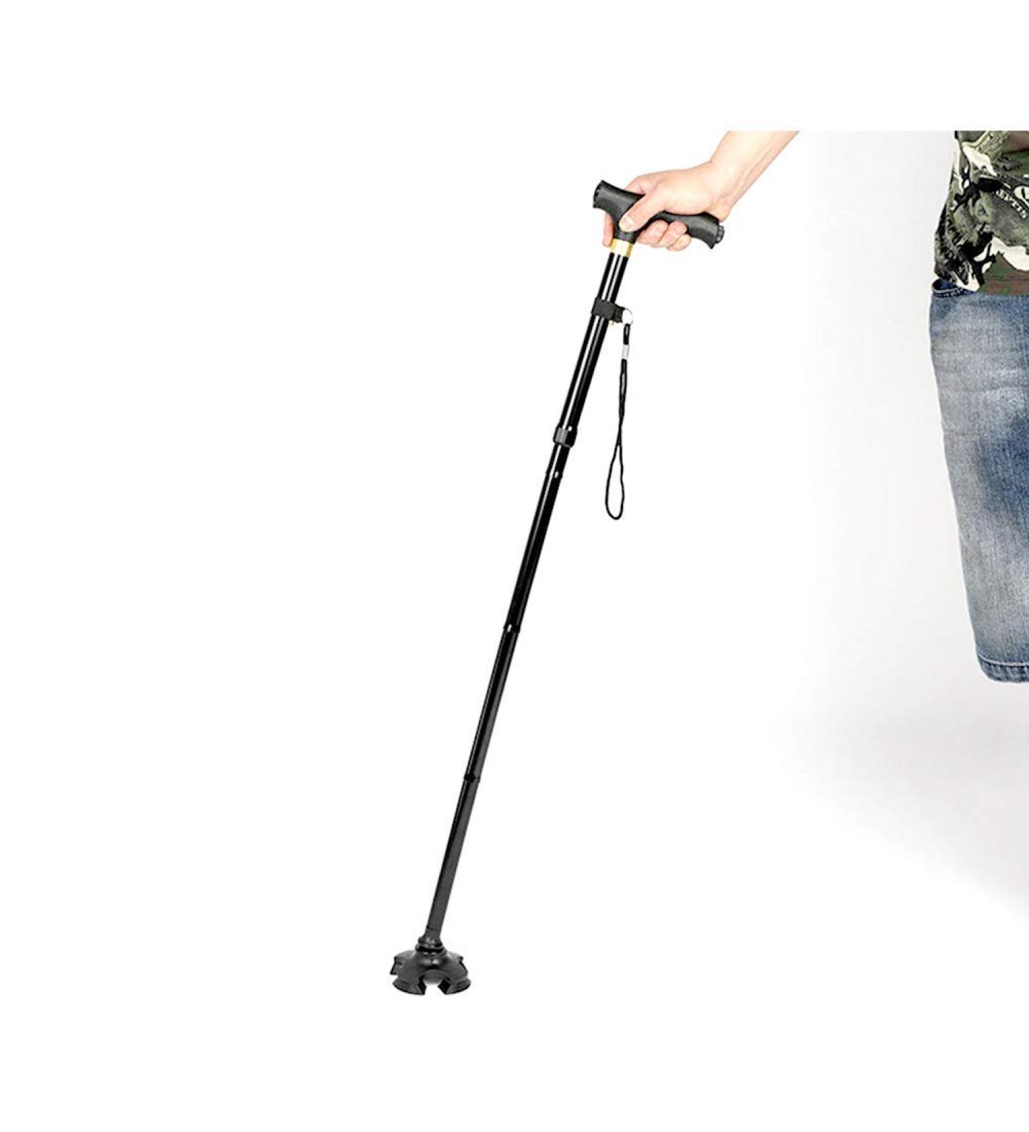 4 Point Cane Tip Folding Crutches Elderly Four-Foot Crutches Thickened with Light Cane Telescopic Elderly Crutches (Black 83) Selfless dedication - Buy Online on GoSupps.com