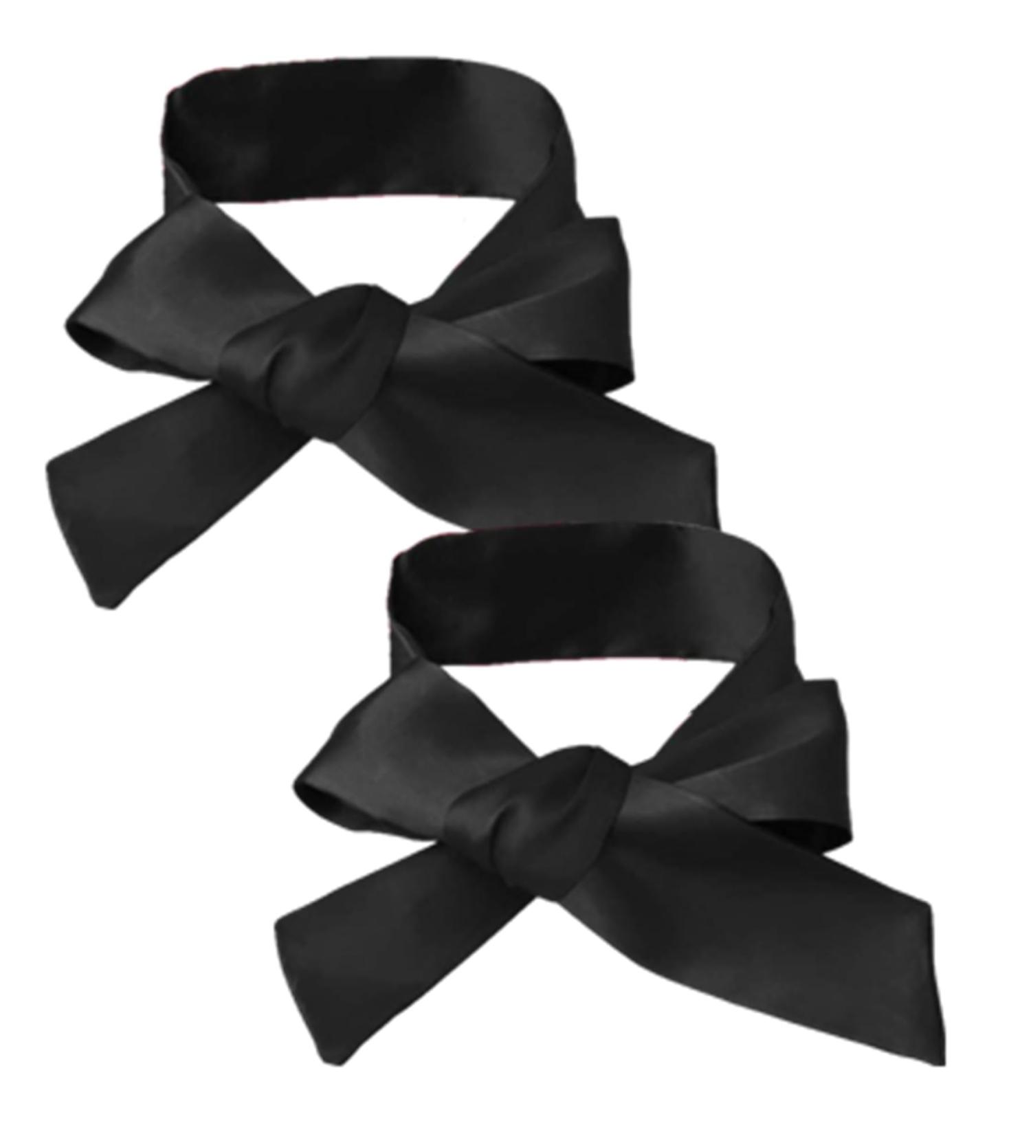 Soft Silk Satin Eye Mask - Comfortable Adjustable Blindfold for Sleep & Travel | 2pcs Black - Buy Online on GoSupps.com