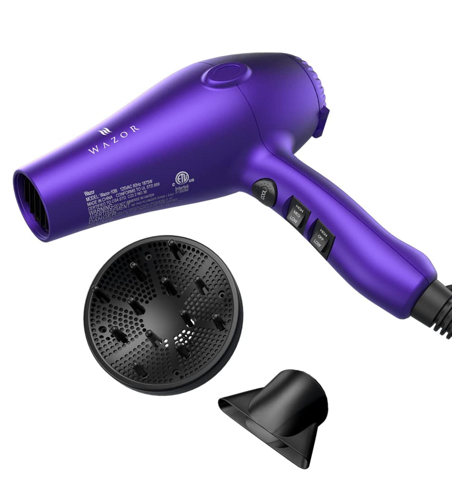 Buy Purple Professional 1875W Lightweight Hair Dryer - Tourmaline Ceramic Ionic with Diffuser & Comb - Fast International Shipping - Buy Online on GoSupps.com
